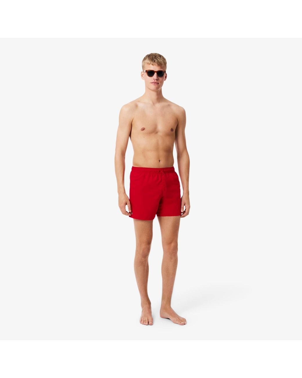 Lacoste Red Quick-Dry Swim Trunks for men
