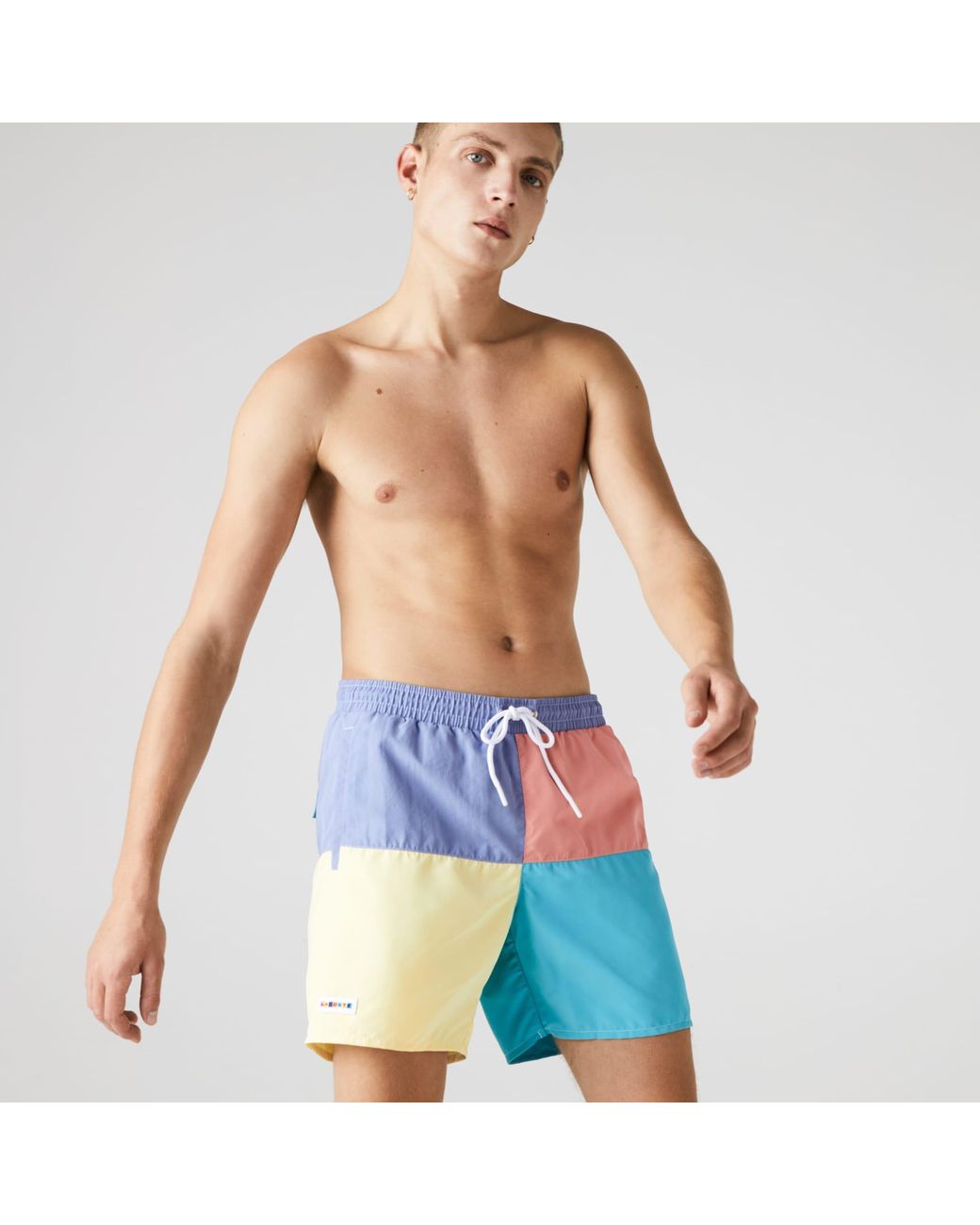 Lacoste Synthetic Colourblock Quick-dry Swim Shorts in Purple (Blue ...