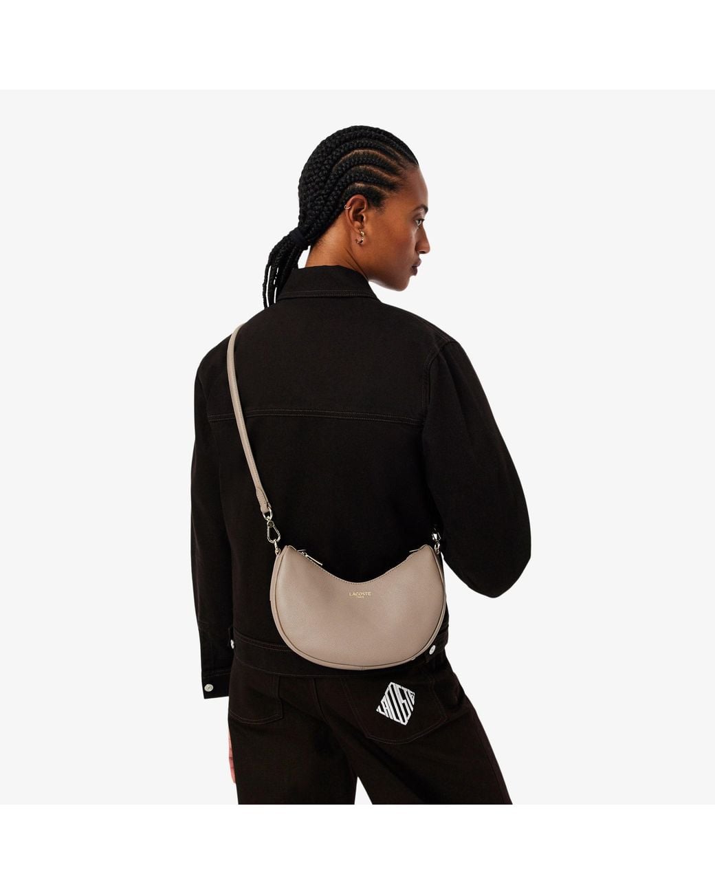 Lacoste White Small Champs-Élysées Half-Moon Bag