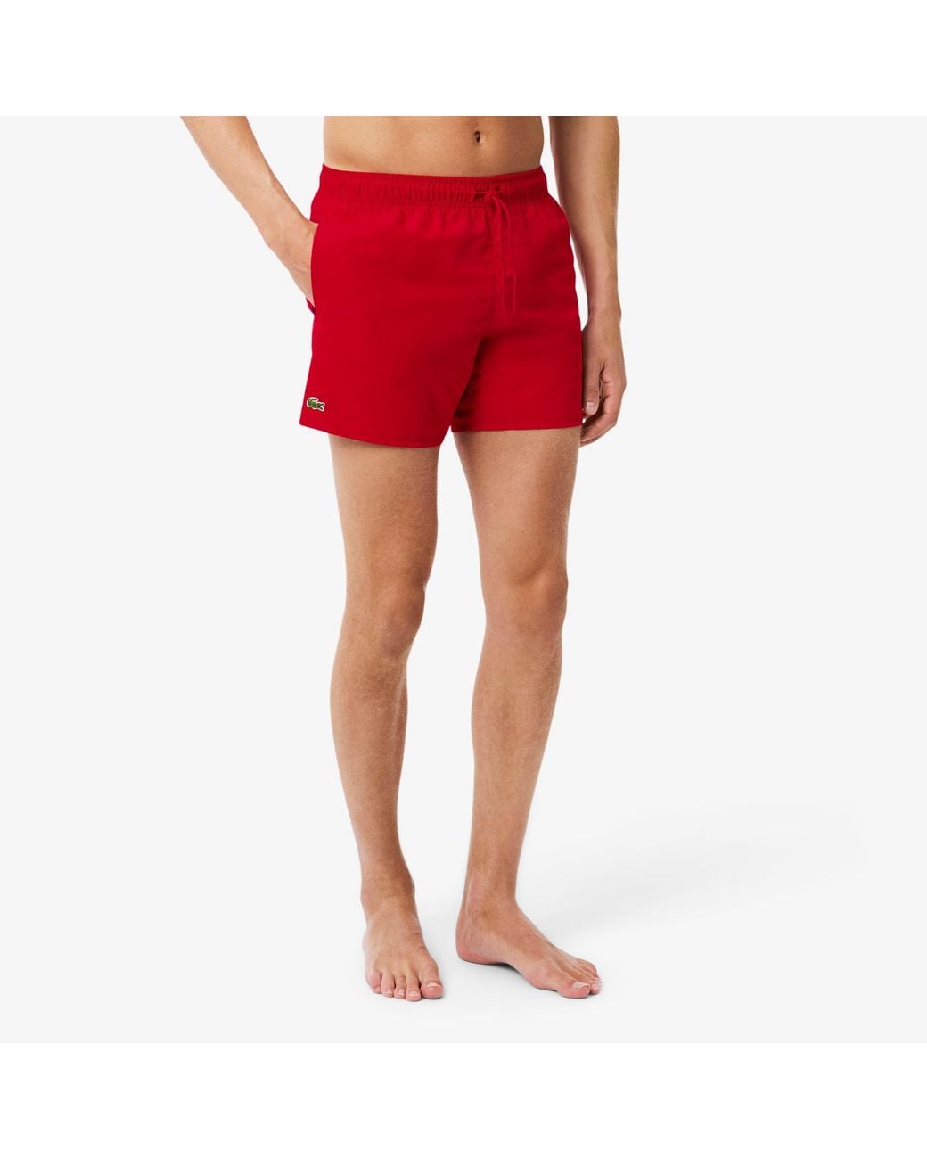 Lacoste Red Quick-Dry Swim Trunks for men