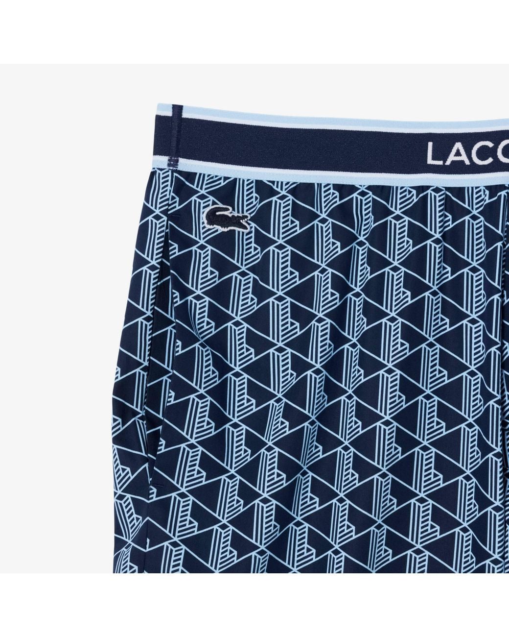 Lacoste Blue Monogram Poplin Pajama Pants for men