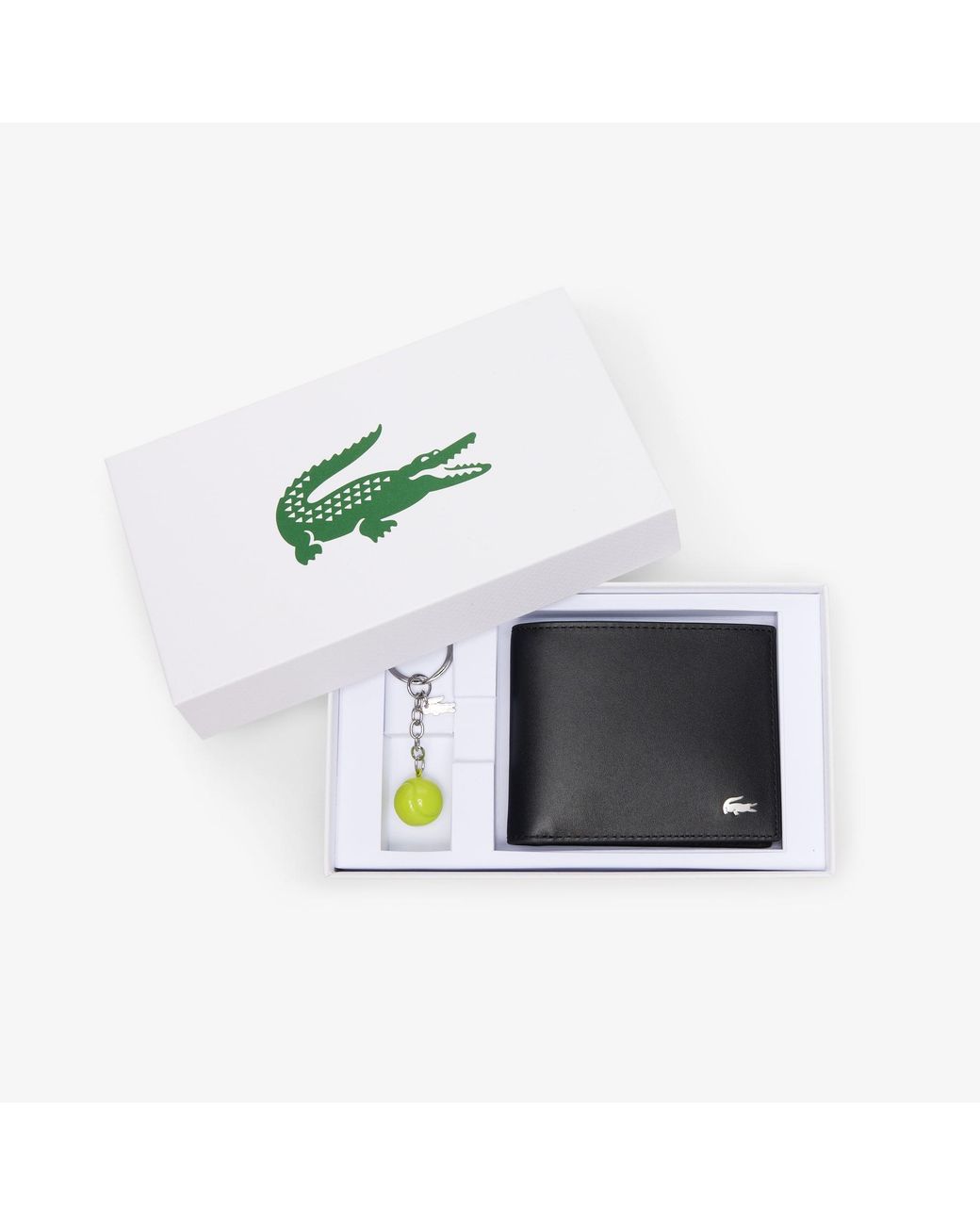 Lacoste Black Fg Billfold & Keychain Gift Set for men