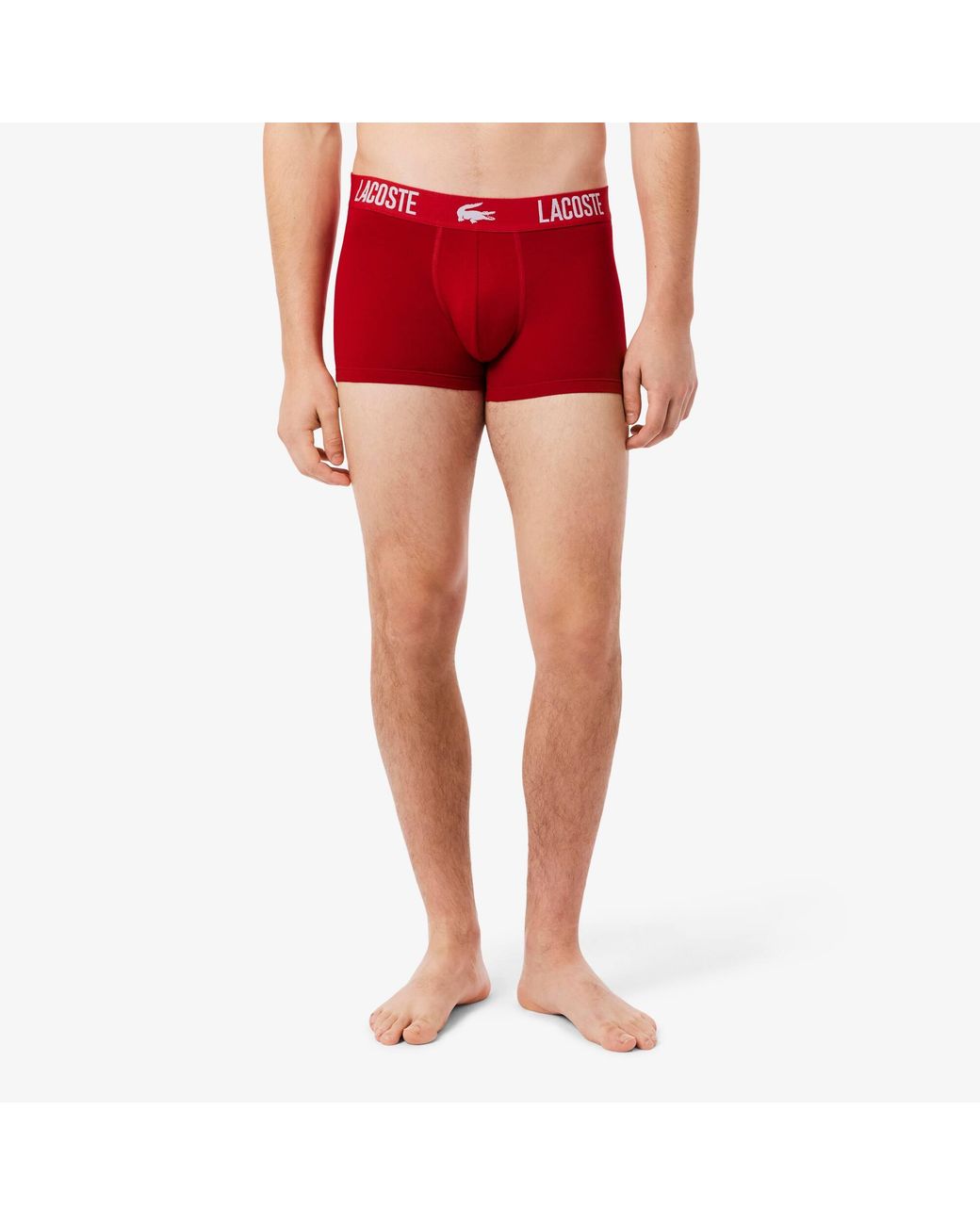 Lacoste Red 3-Pack Stretch Cotton Trunks for men