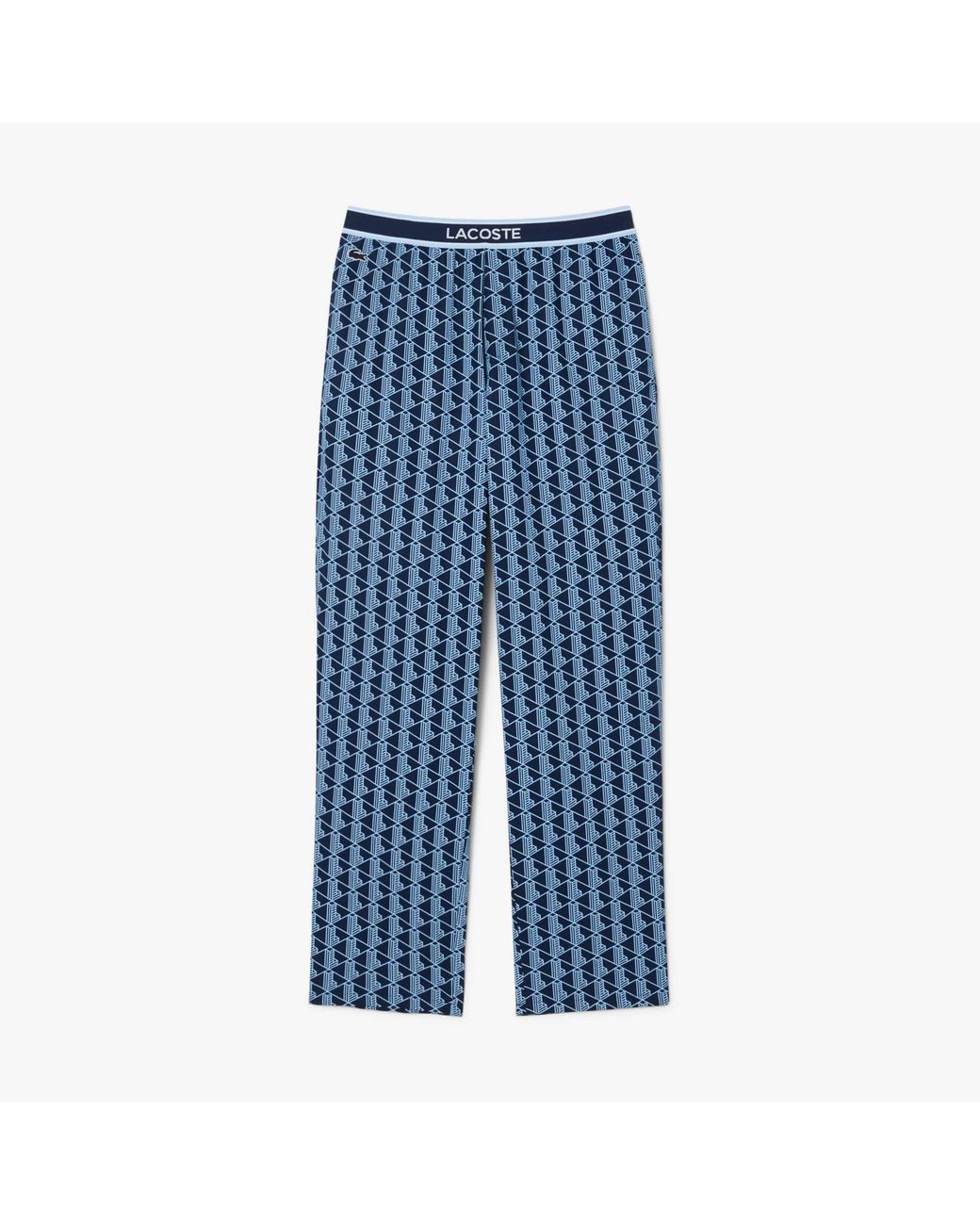 Lacoste Blue Monogram Poplin Pajama Pants for men