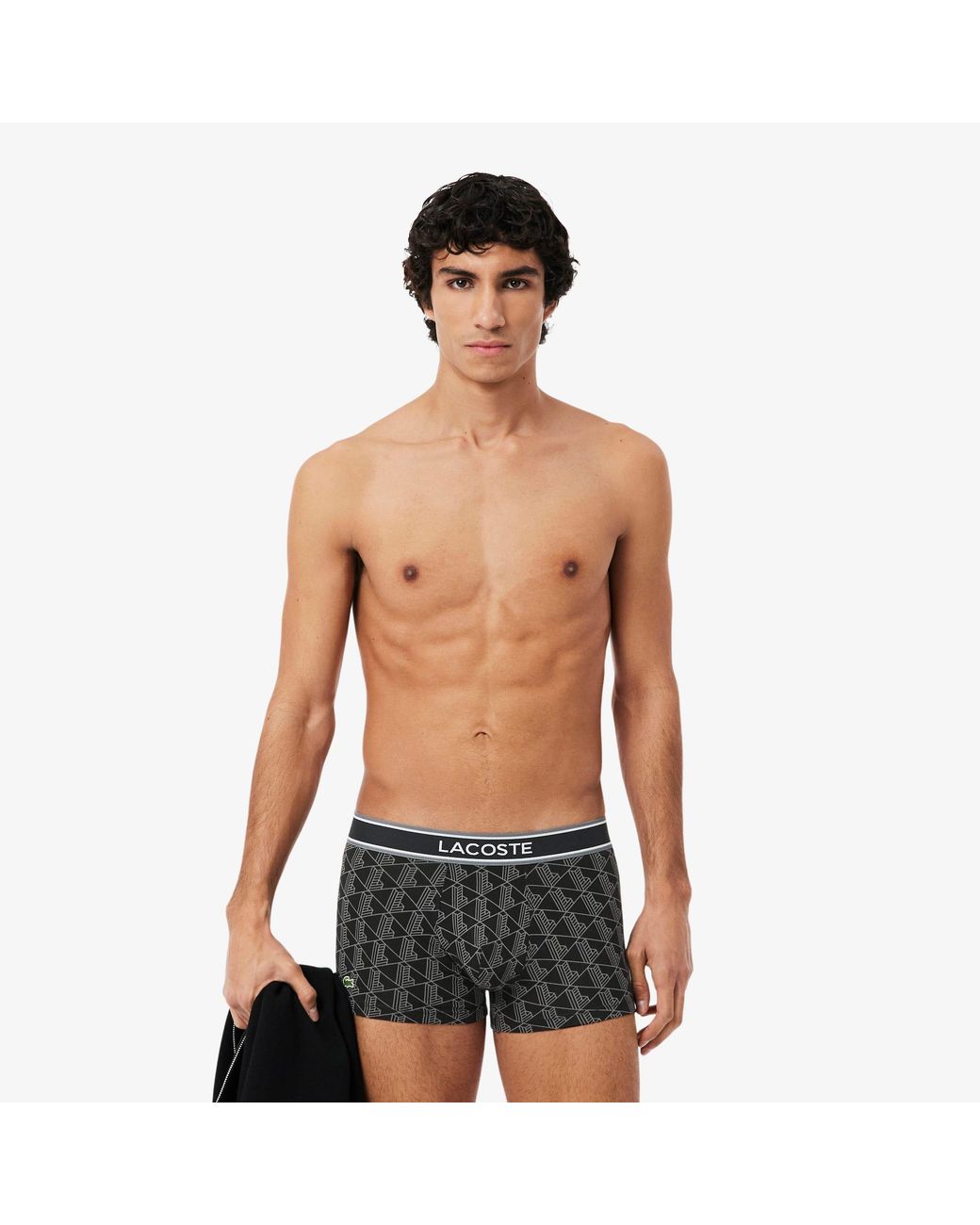 Lacoste 3-Pack Monogram Trunks in Black for Men | Lyst