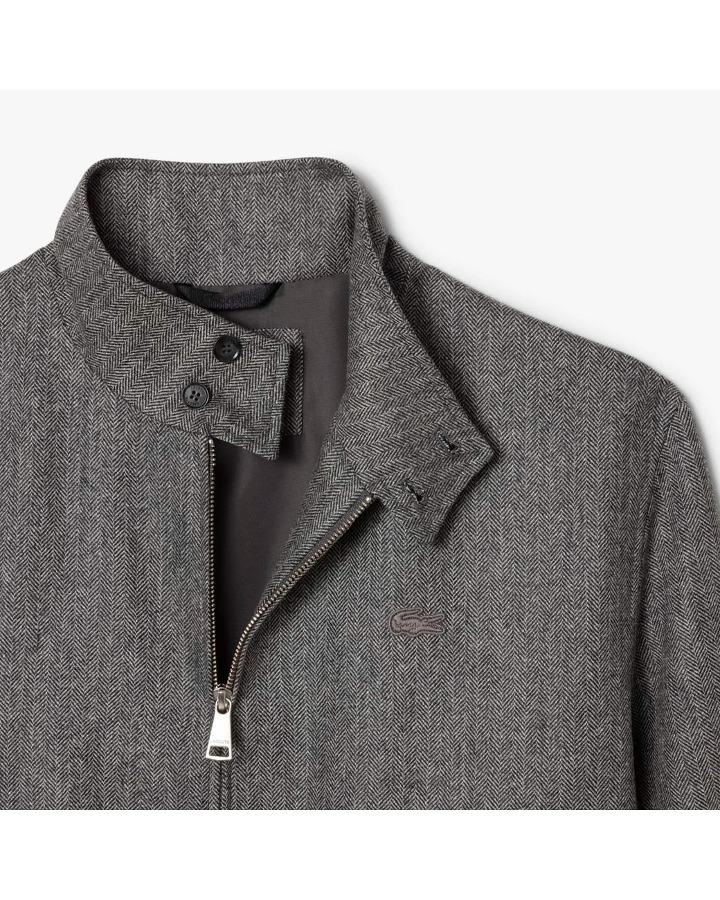 Lacoste Gray Wool Harrington Jacket for men