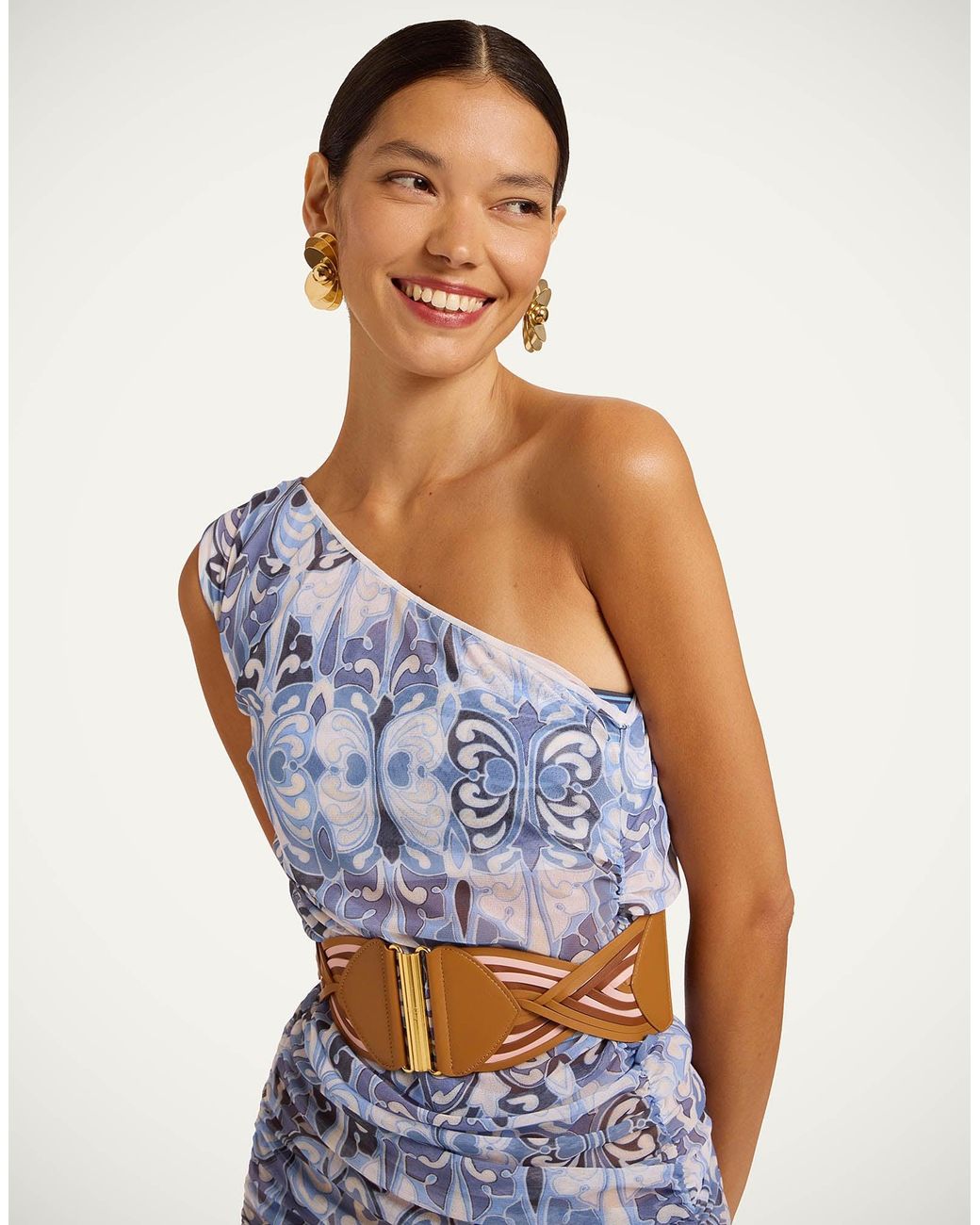 LaDoubleJ Blue One Shoulder Bandage Dress