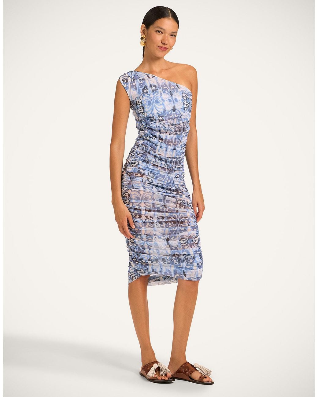 LaDoubleJ Blue One Shoulder Bandage Dress