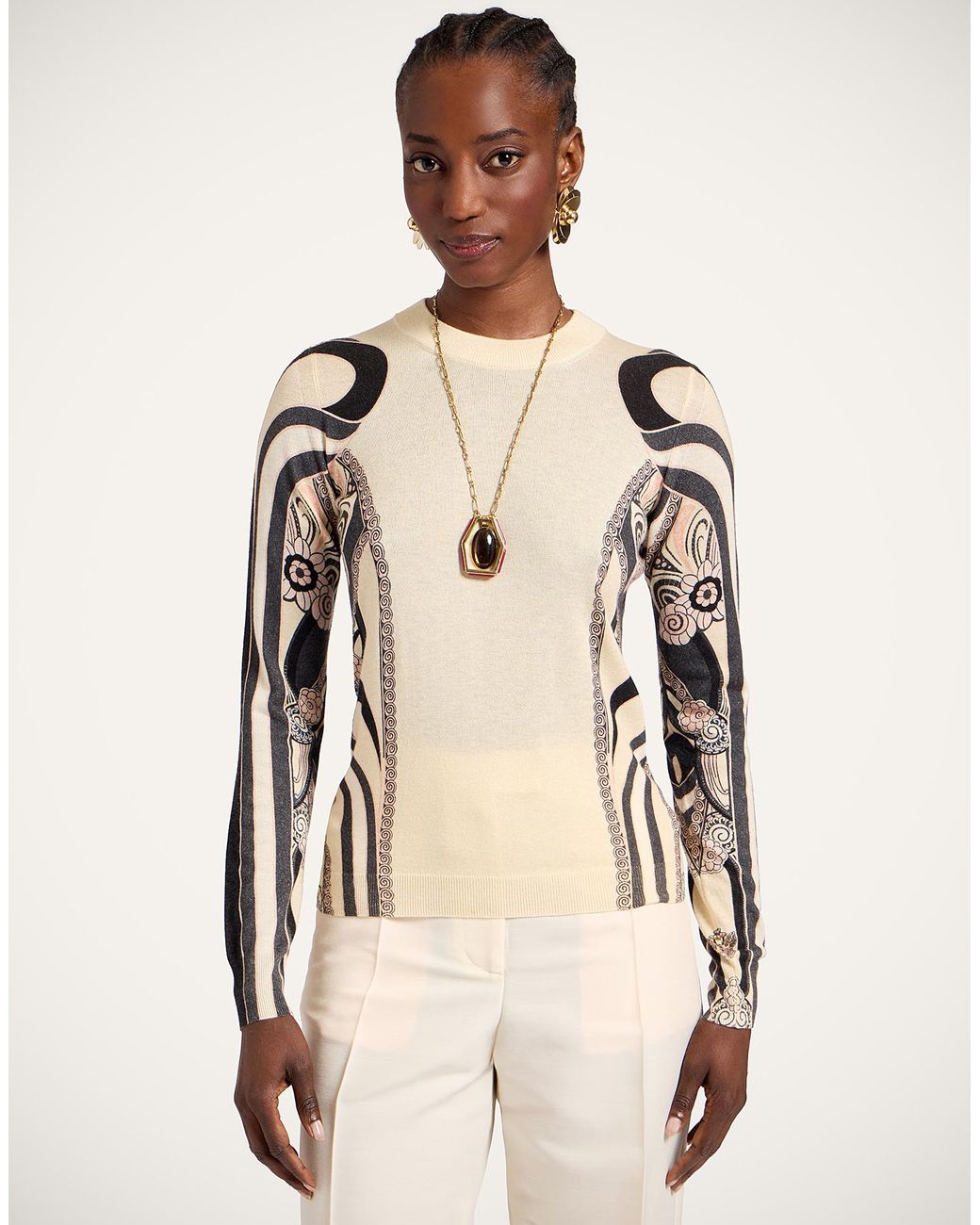 LaDoubleJ Natural Silky Crew Neck