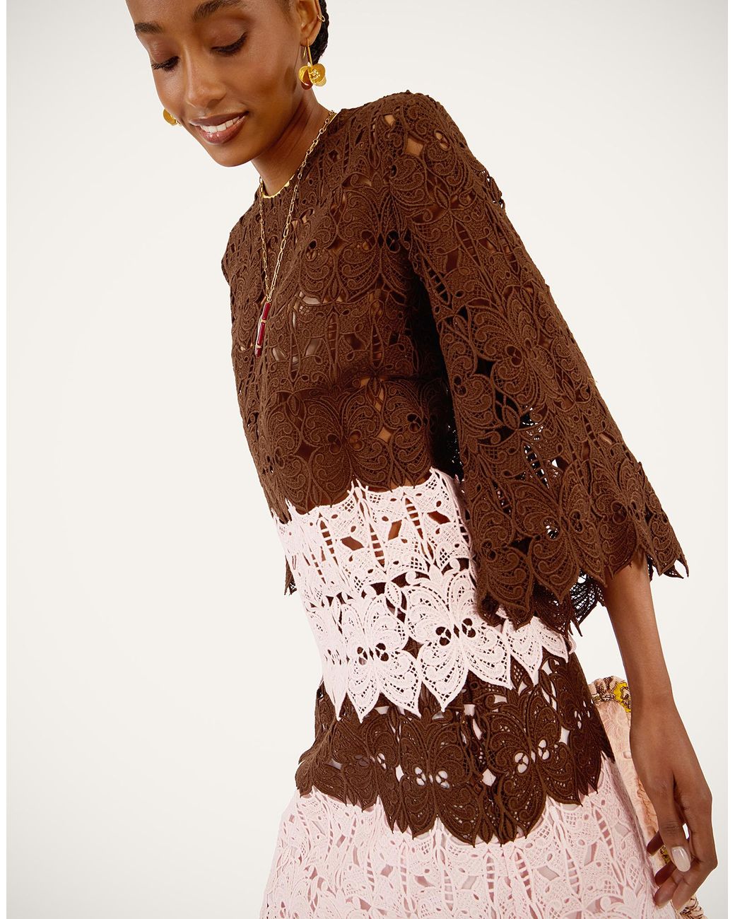 LaDoubleJ Brown Lacey Make An Exit Top
