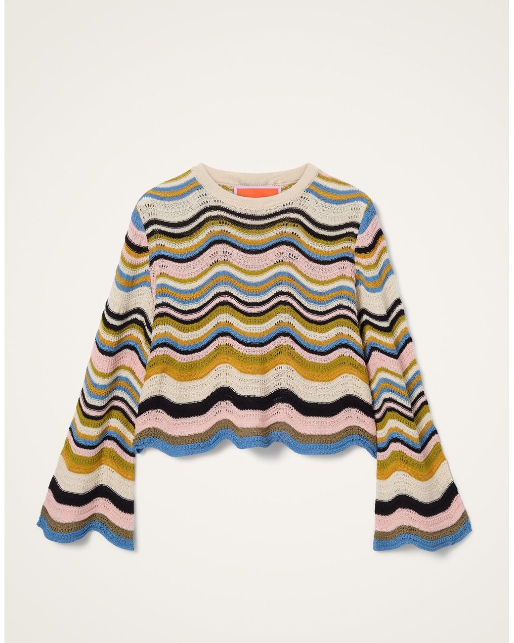 LaDoubleJ Yellow Chevron Crop Sweater