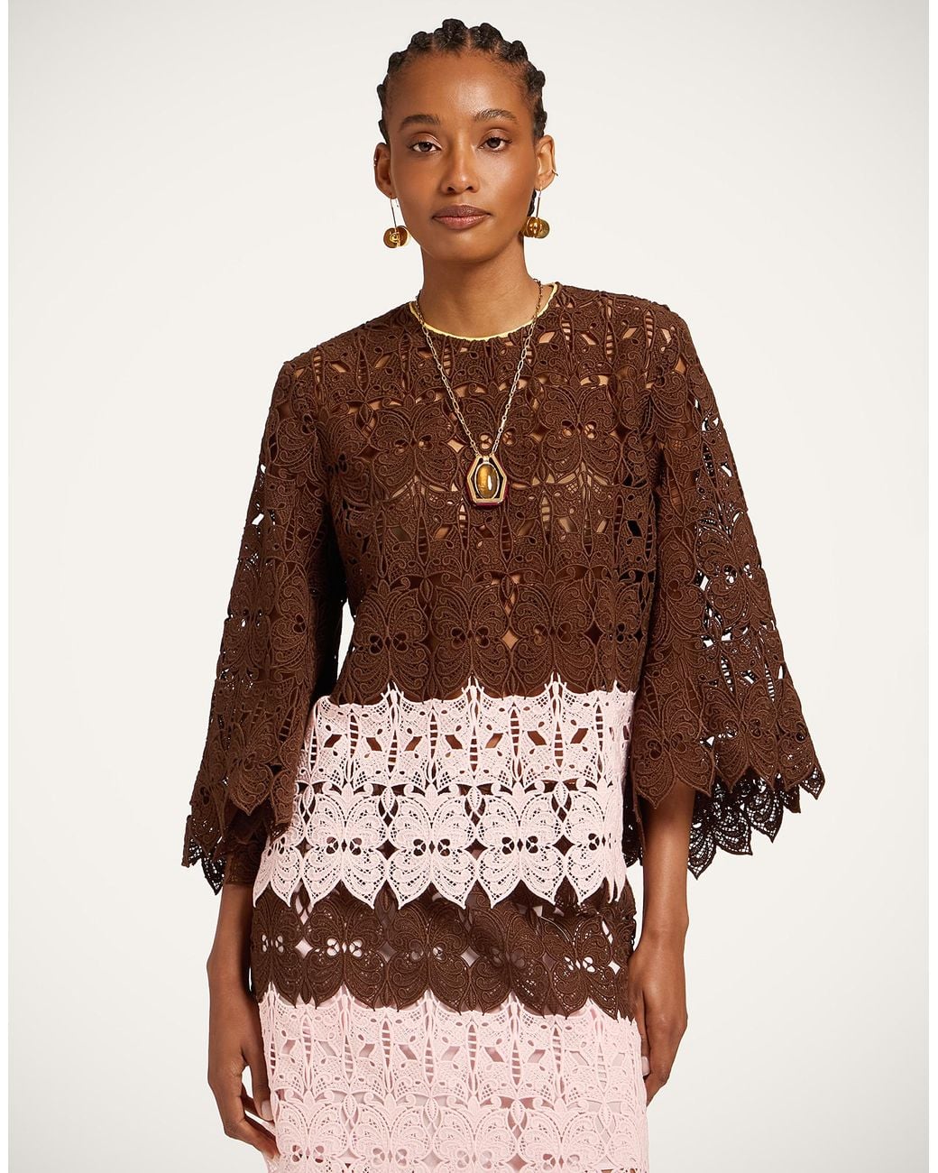 LaDoubleJ Brown Lacey Make An Exit Top