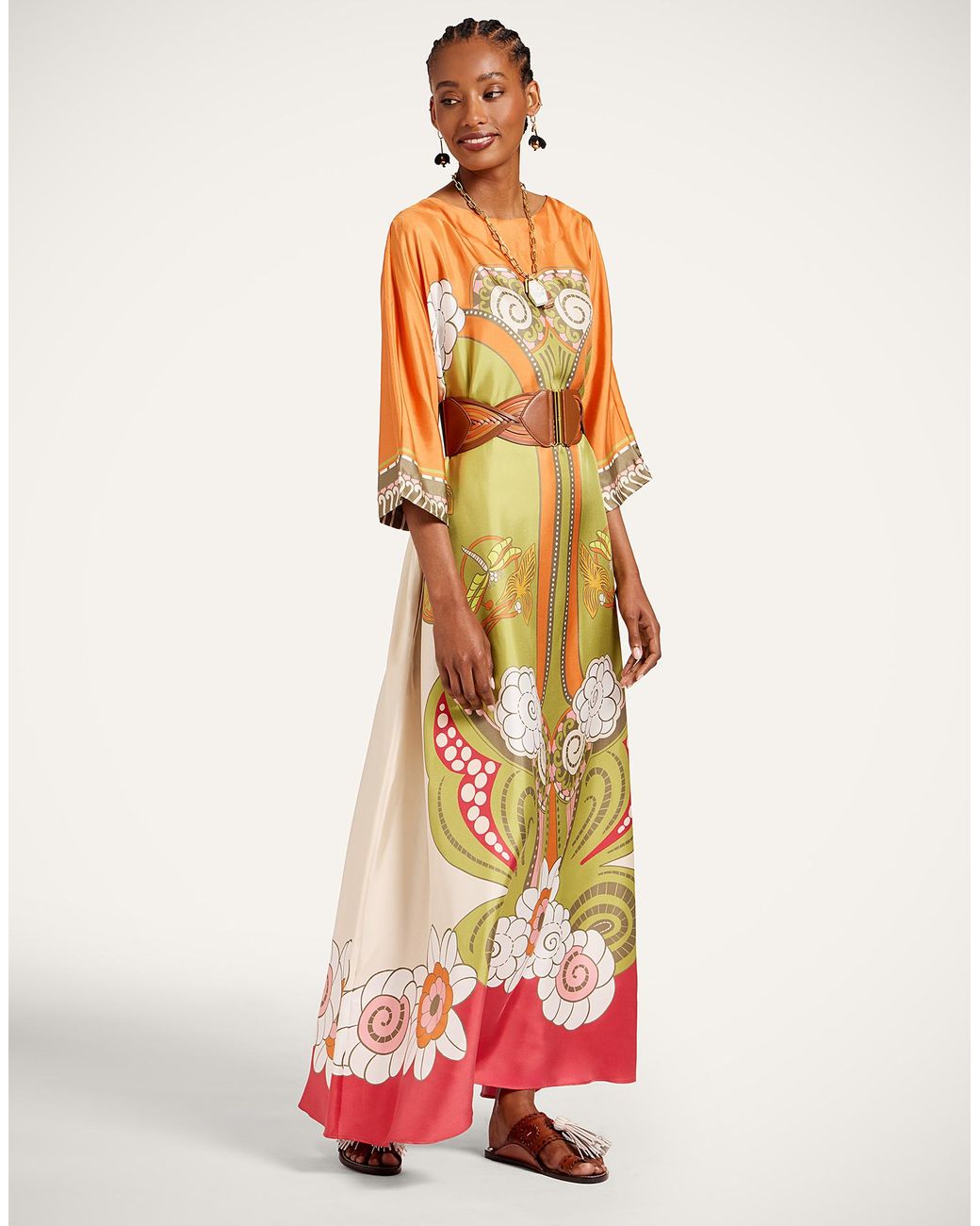 LaDoubleJ White Muumuu Dress Round Neck