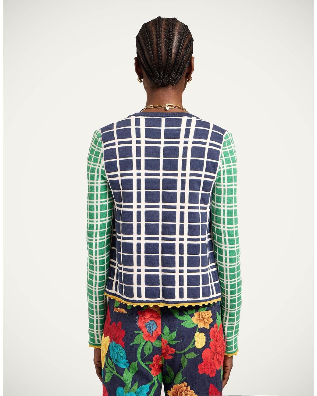 LaDoubleJ Blue Check Me Cardigan