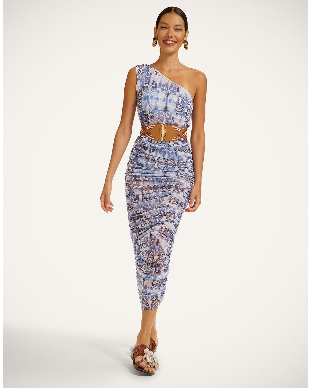LaDoubleJ Blue One Shoulder Bandage Dress