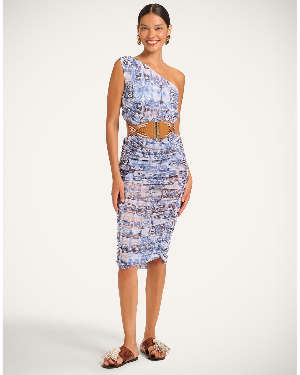 LaDoubleJ Blue One Shoulder Bandage Dress