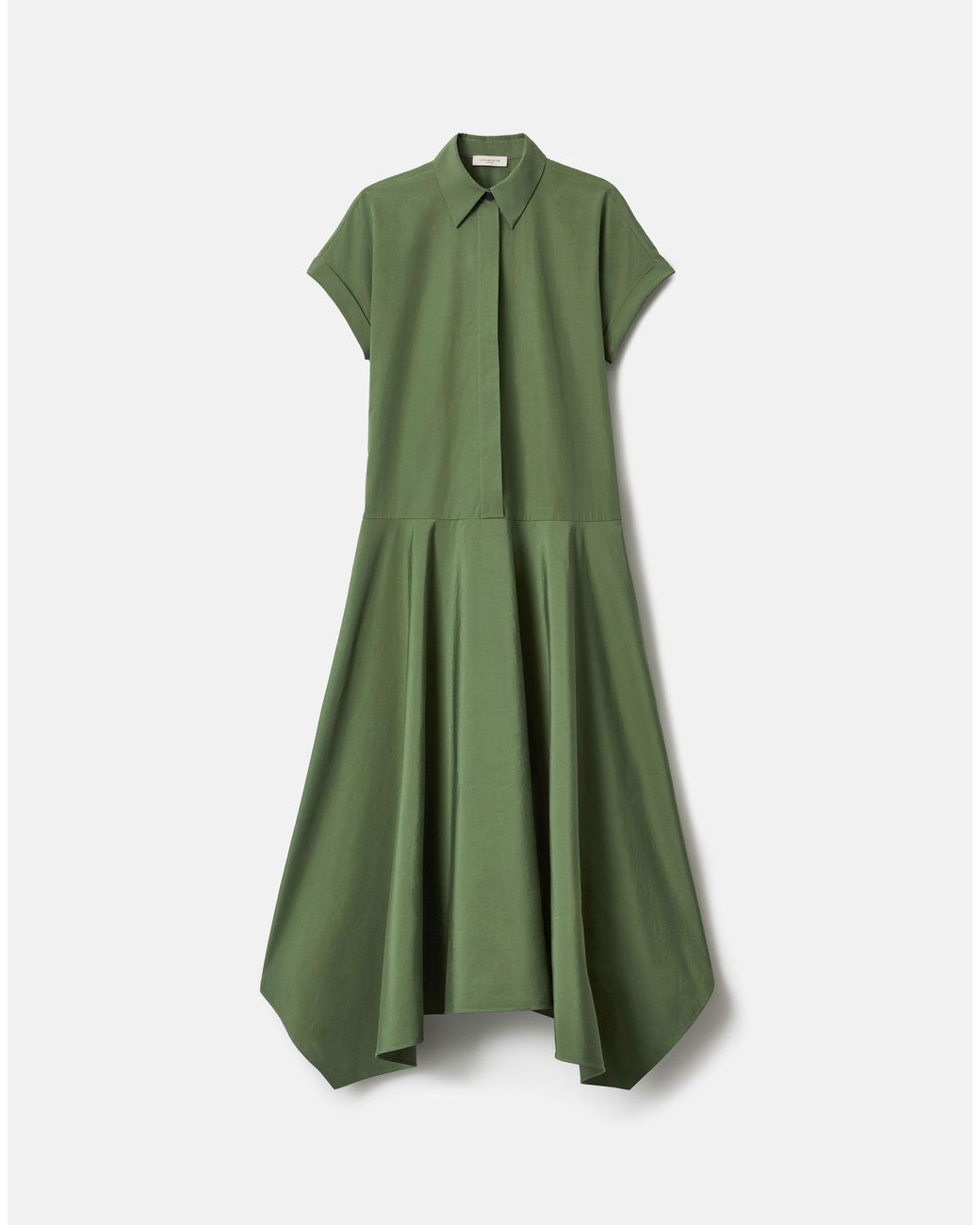 Lafayette 148 New York Organic Cotton Midi Drop Waist Shirt Dress in Green  | Lyst