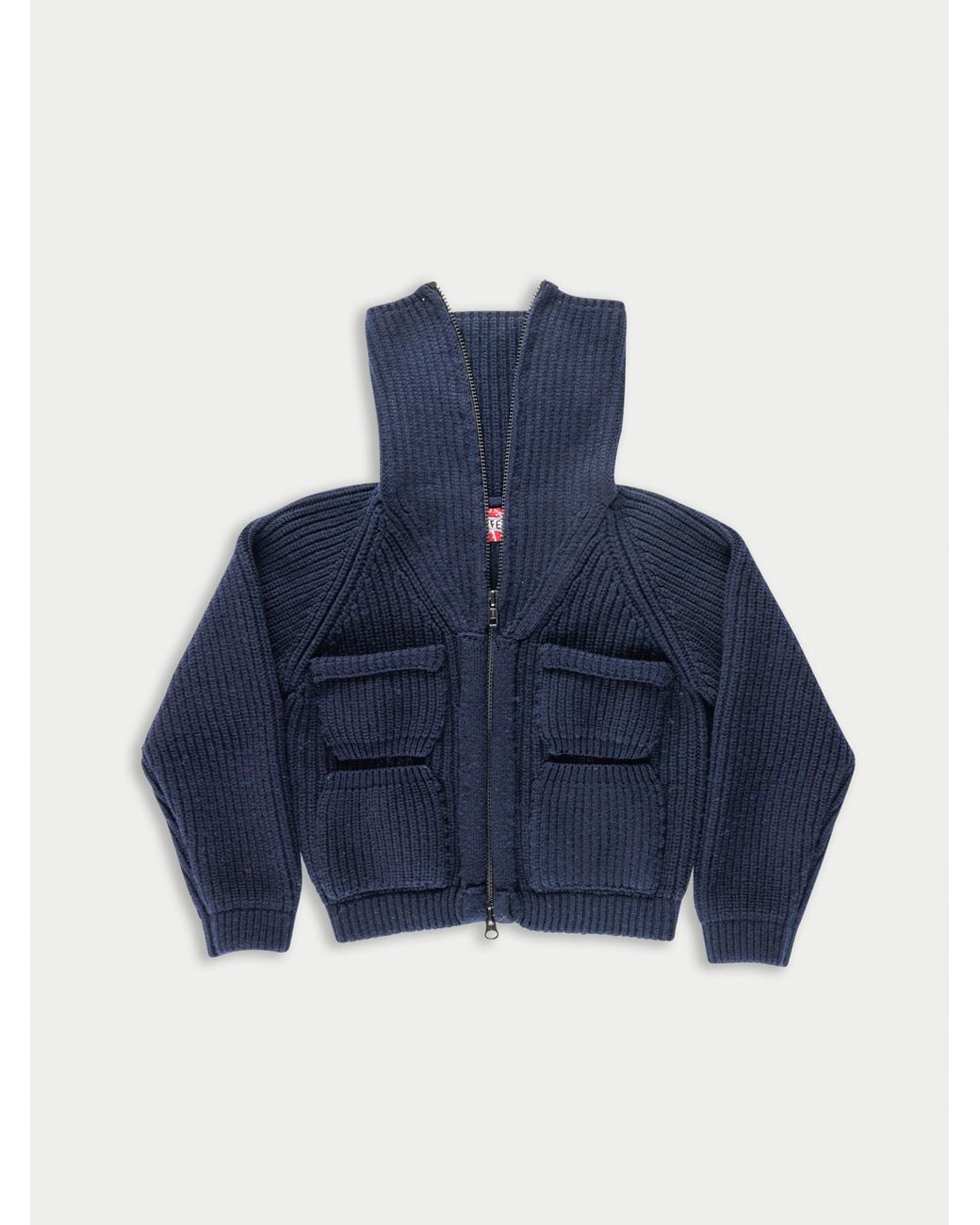 La Fetiche Blue Caxi Chunky Rib Knitted Jacket
