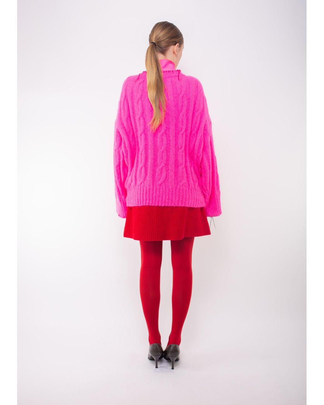 La Fetiche Pink Aurora Cable Sweater