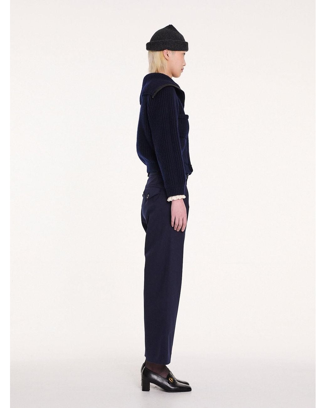 La Fetiche Blue Caxi Chunky Rib Knitted Jacket