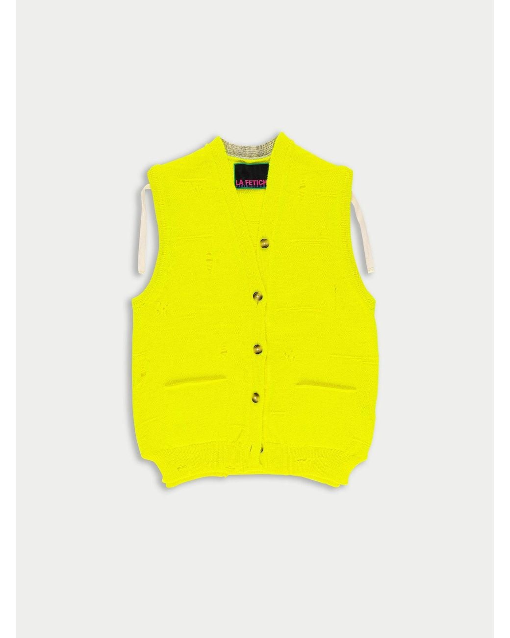 La Fetiche Yellow Jacob Menswear Style Cardigan