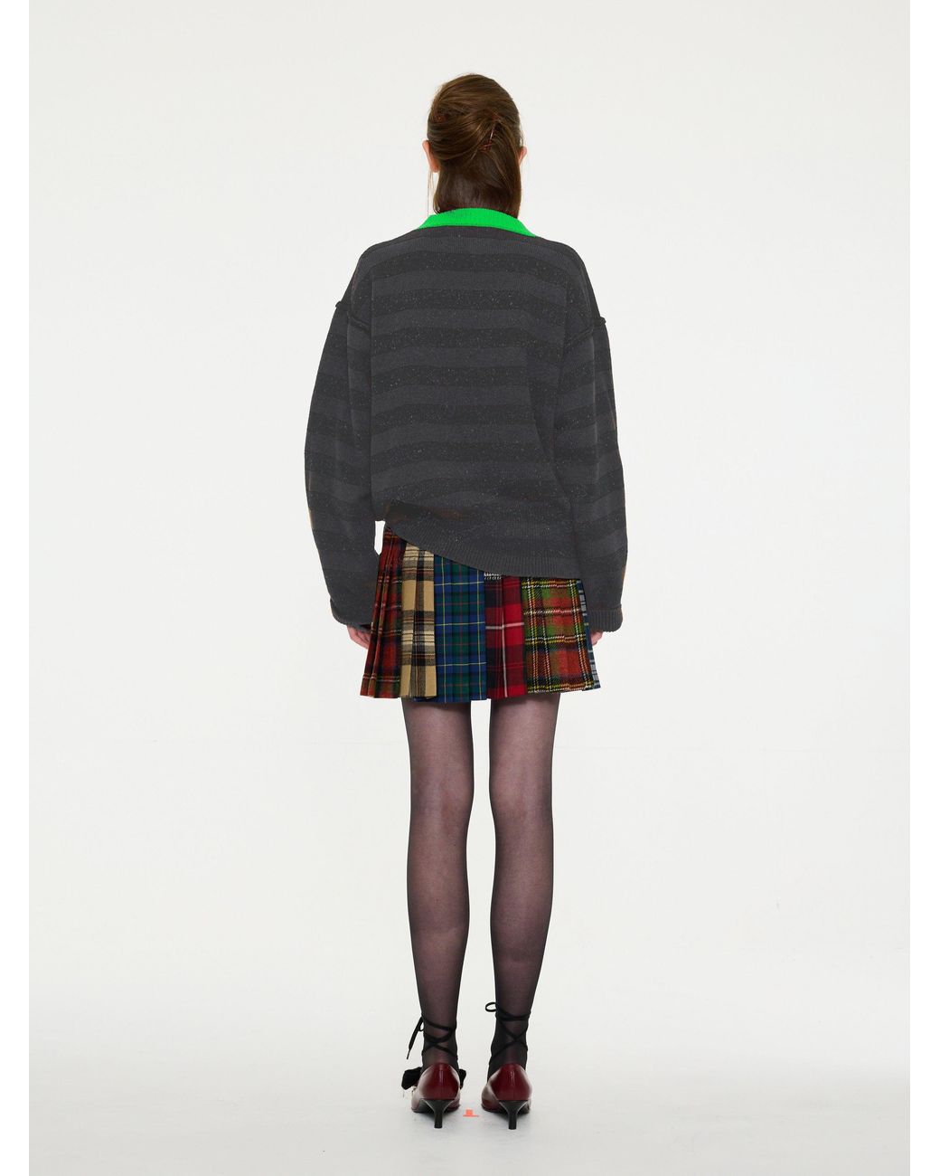 La Fetiche Black Leslie Loose Fit Striped Sweater