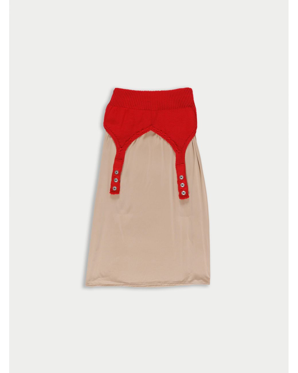 La Fetiche Red Eleni Slip Dress With Knitted Bralette