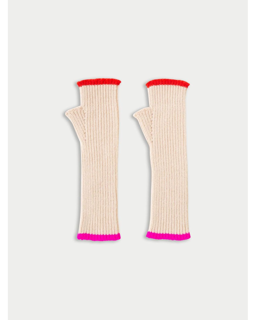 La Fetiche Pink Claude Ribbed Fingerless Mittens
