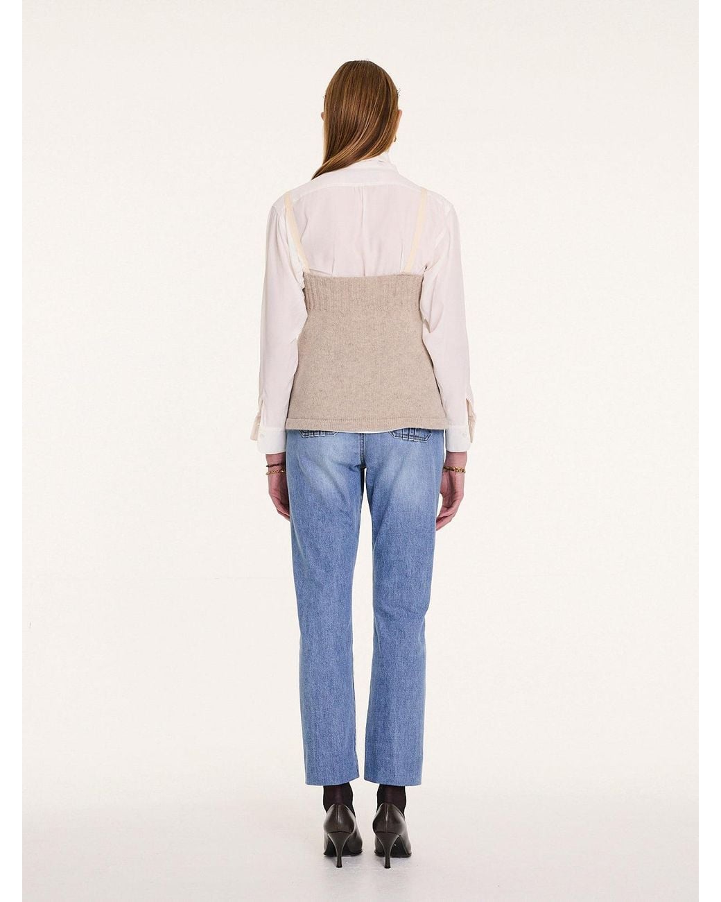 La Fetiche White Yuki Knitted Camisole Top