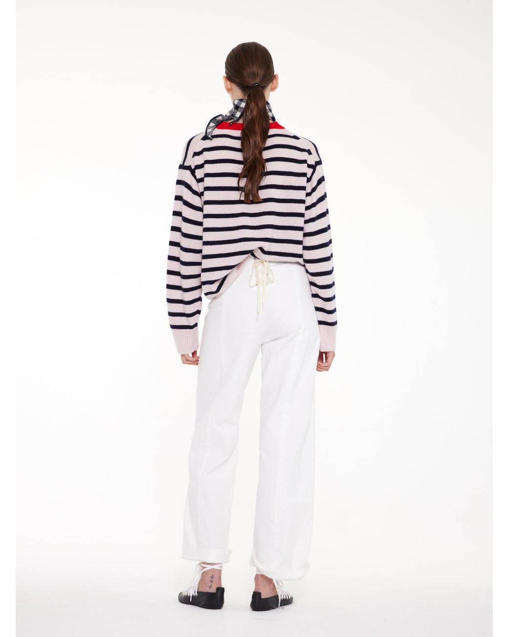 La Fetiche Red Olga Striped Crew Neck Sweater