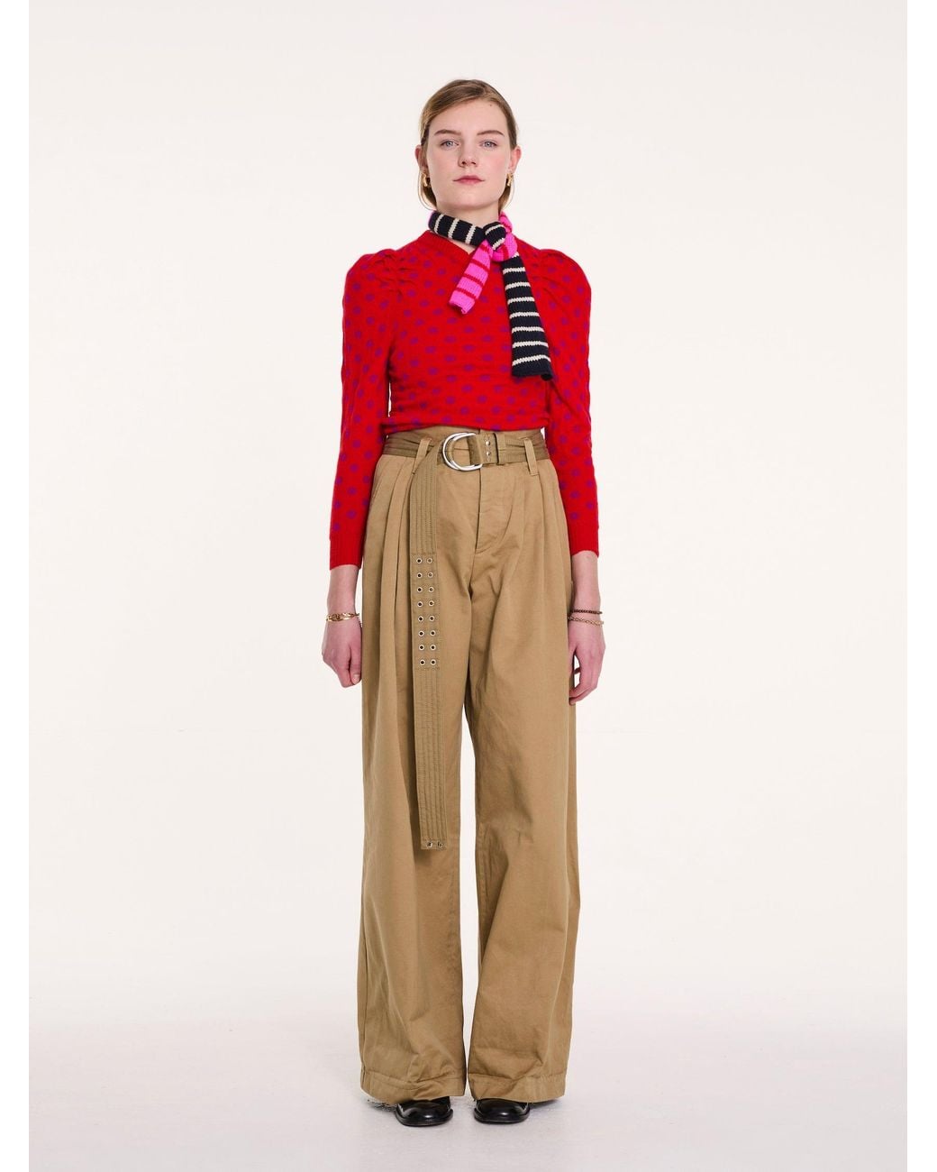 La Fetiche Red Hana Reversible V-Neck Sweater