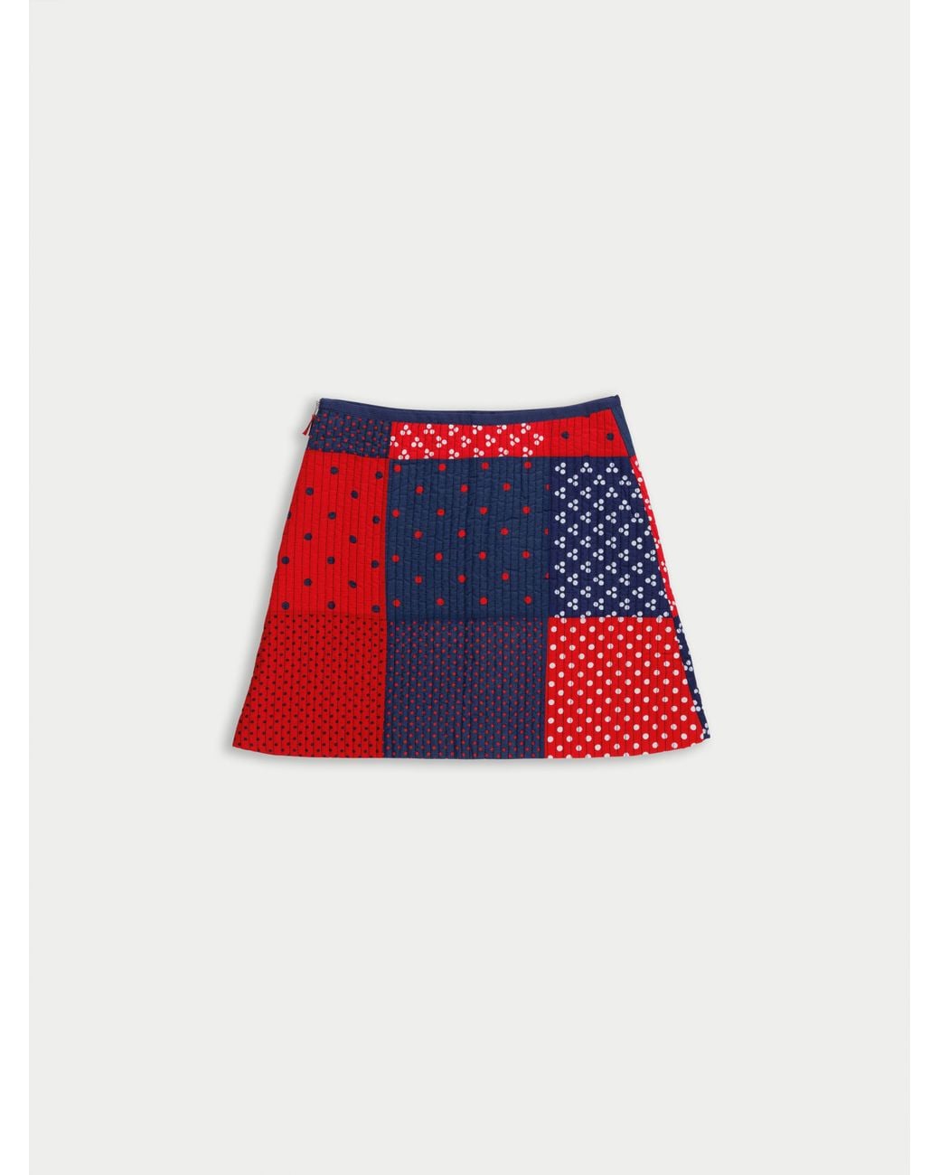 La Fetiche Red Lison Quilted Patchwork Mini Skirt