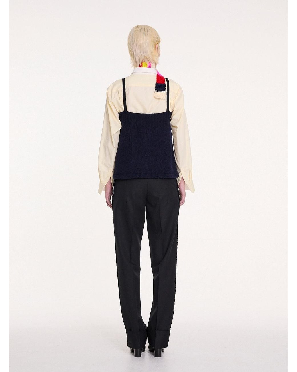 La Fetiche Blue Yuki Knitted Camisole Top
