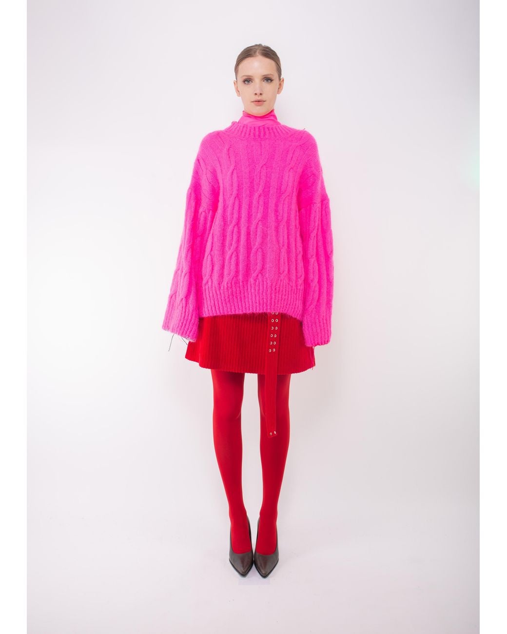 La Fetiche Pink Aurora Cable Sweater