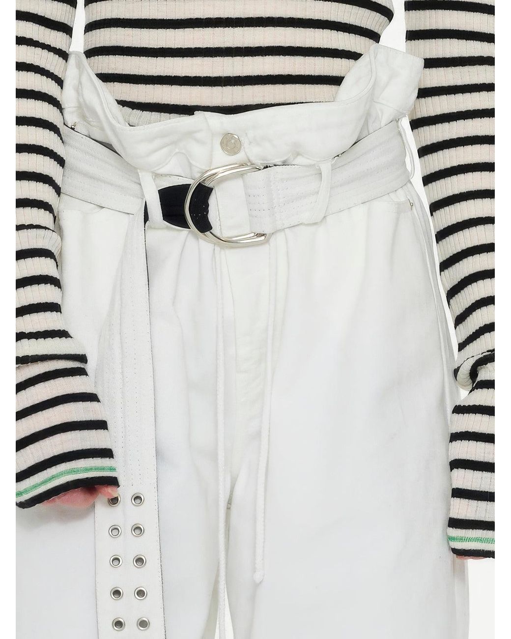 La Fetiche White Biba Roll Neck Striped Top