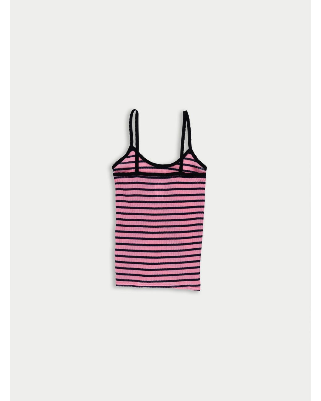 La Fetiche Pink Jade Striped Fine Weight Ribbed Cami Top