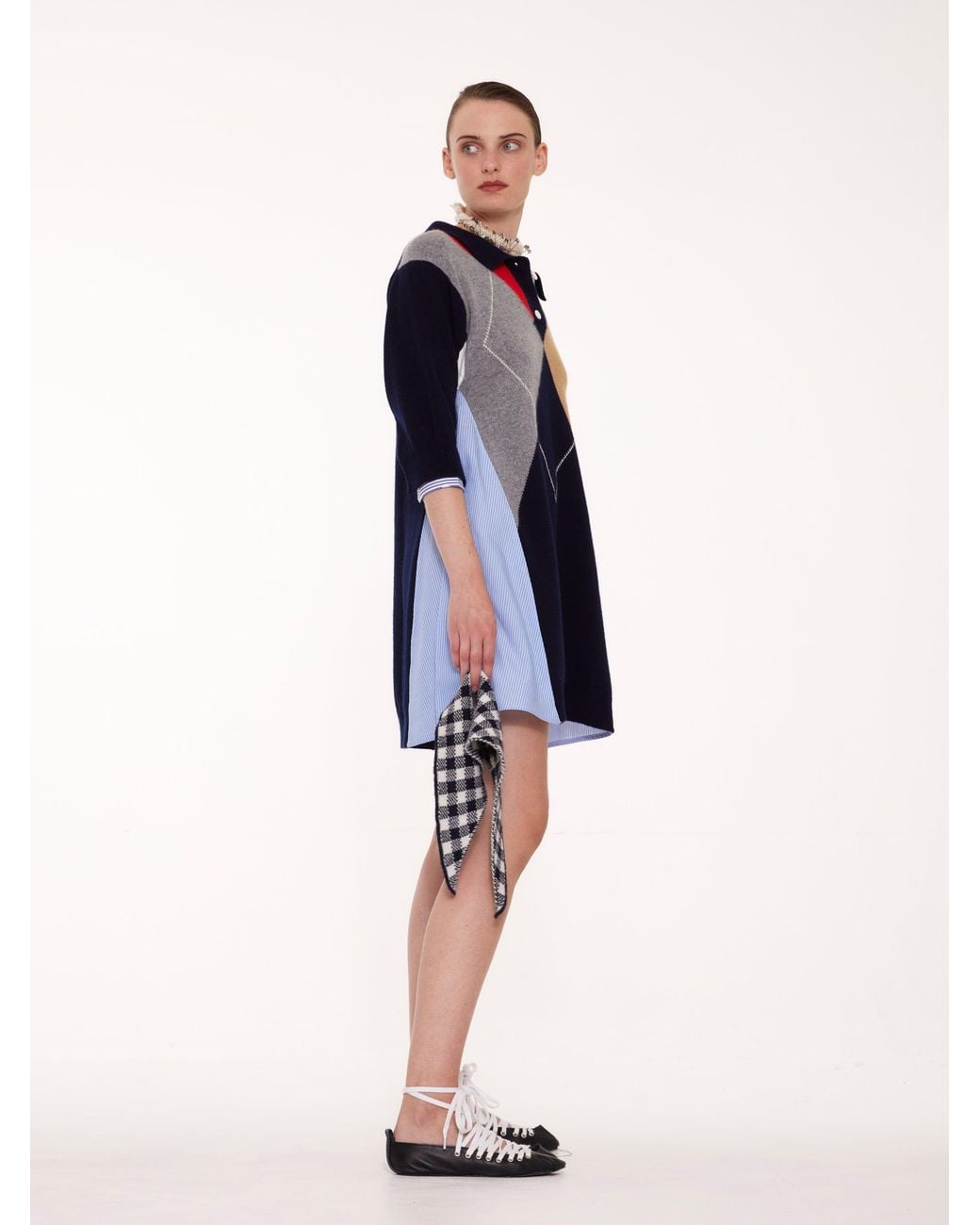 La Fetiche Blue Jisoo Argyle Polo Dress