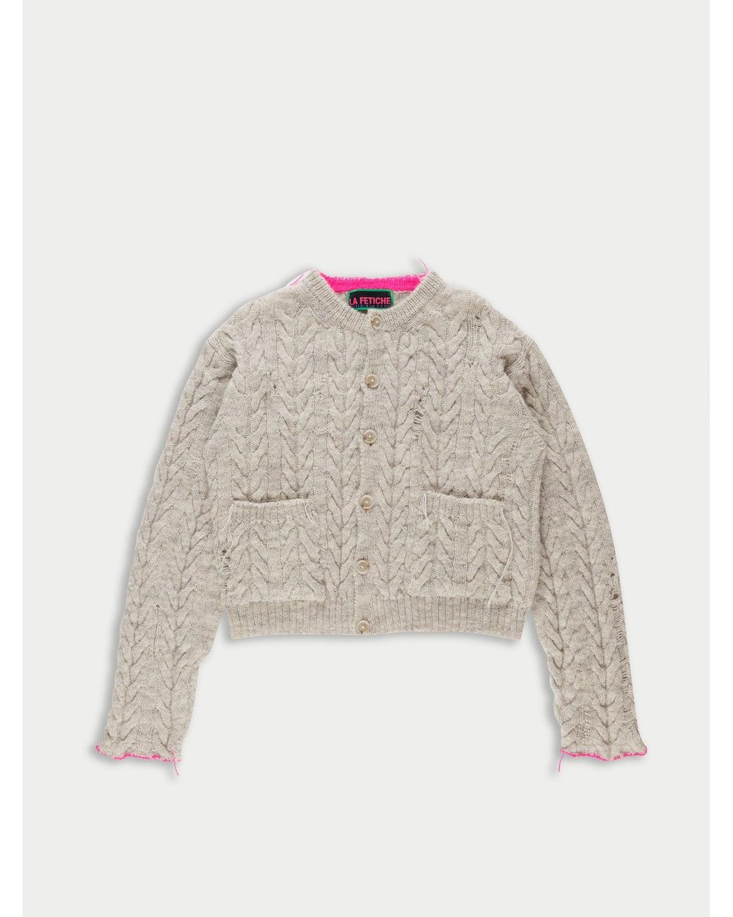 La Fetiche Natural Lisetta Cable Knit Cardigan