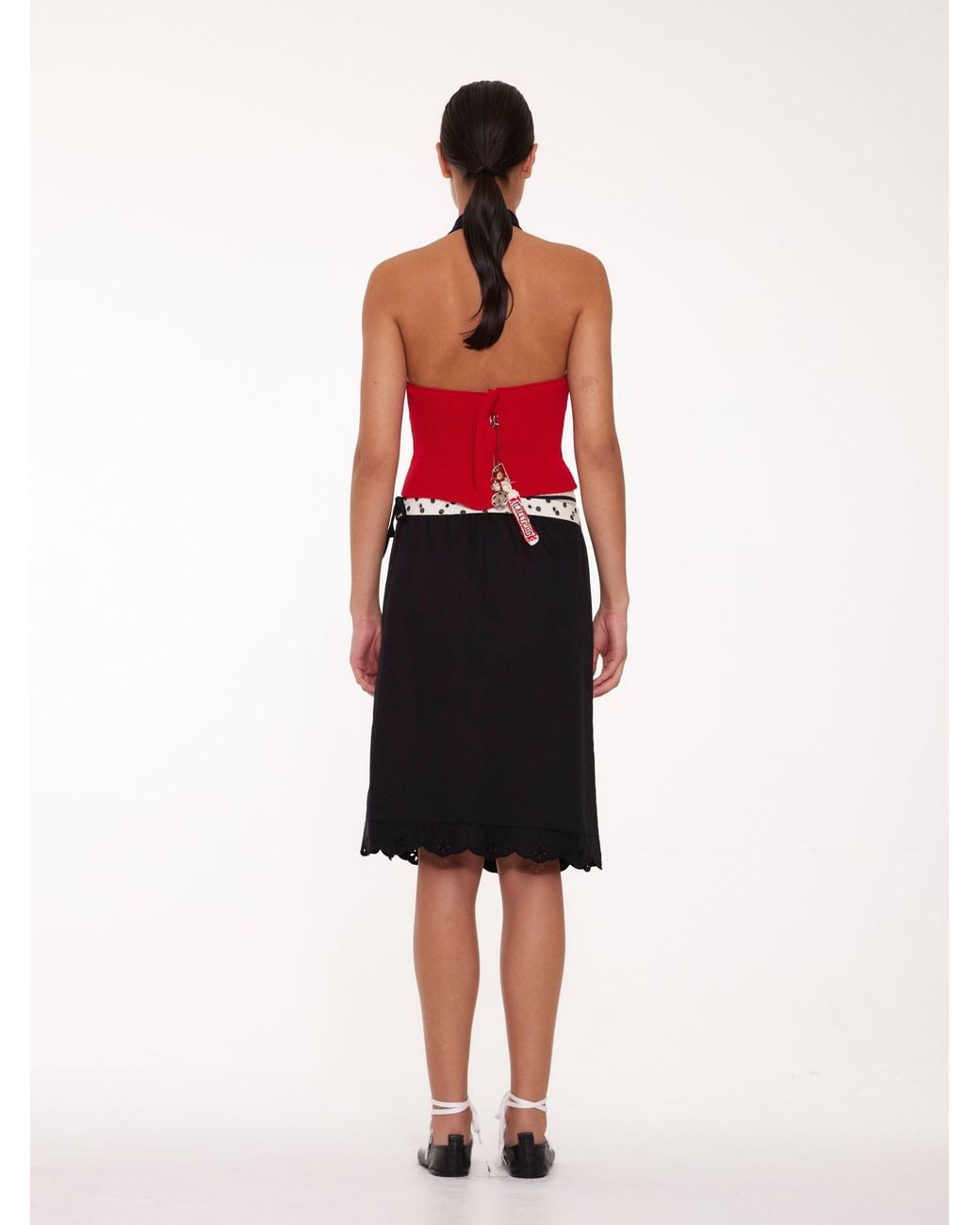 La Fetiche Red Jerry Ribbed Halterneck Top