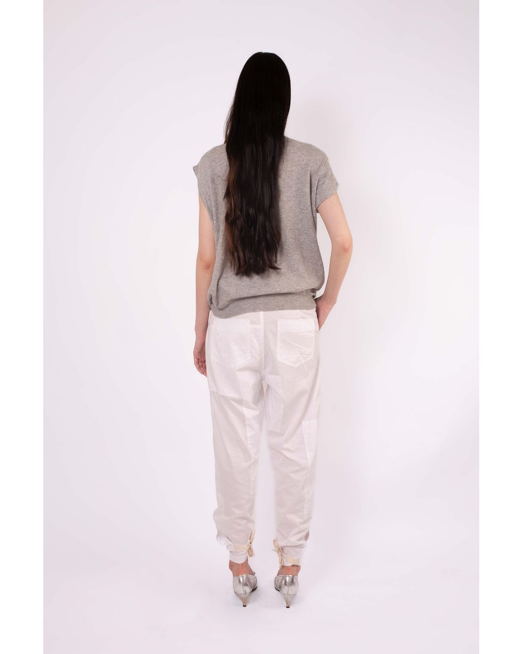 La Fetiche White Robert Cotton Patched Trousers
