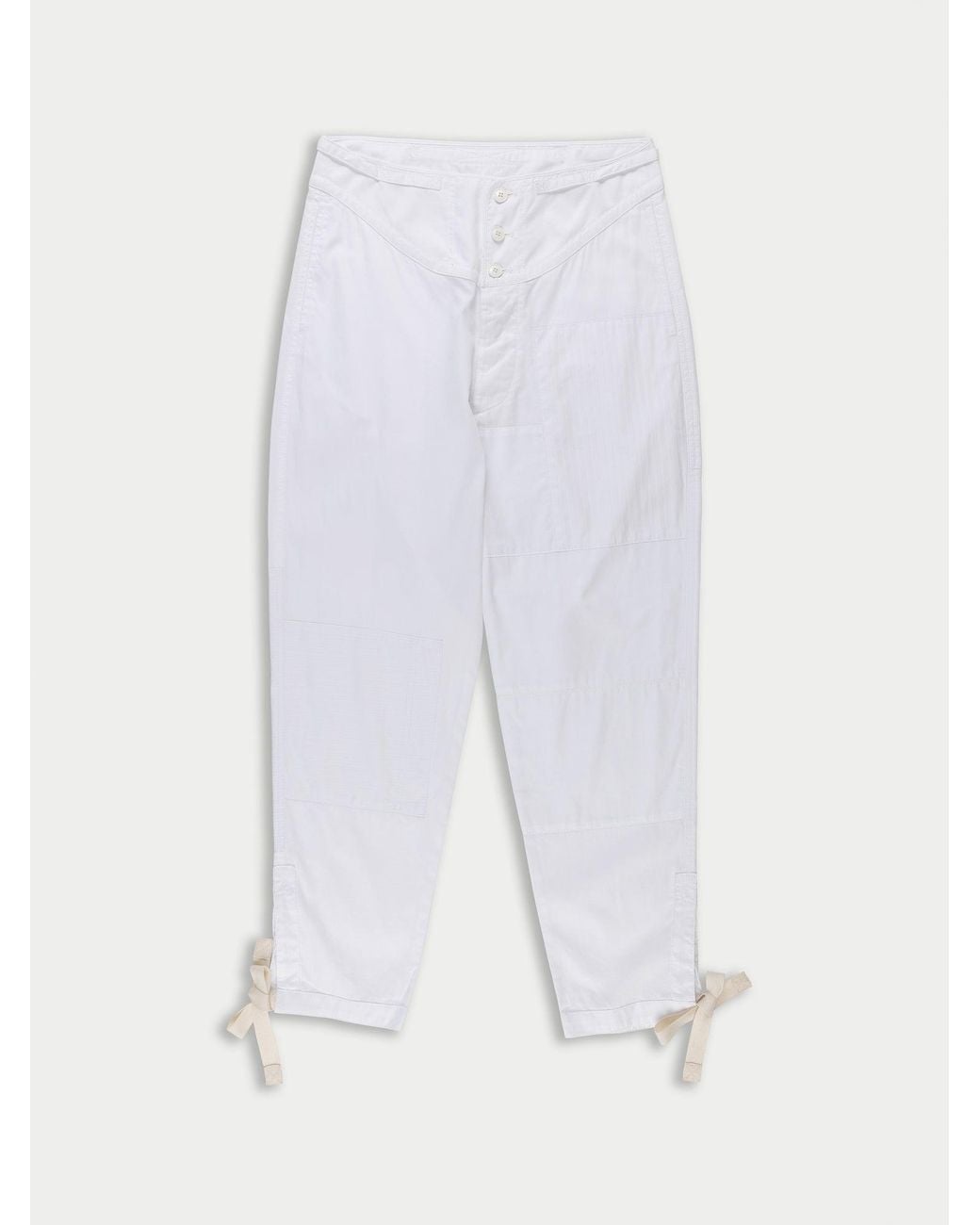 La Fetiche White Robert Cotton Patched Trousers