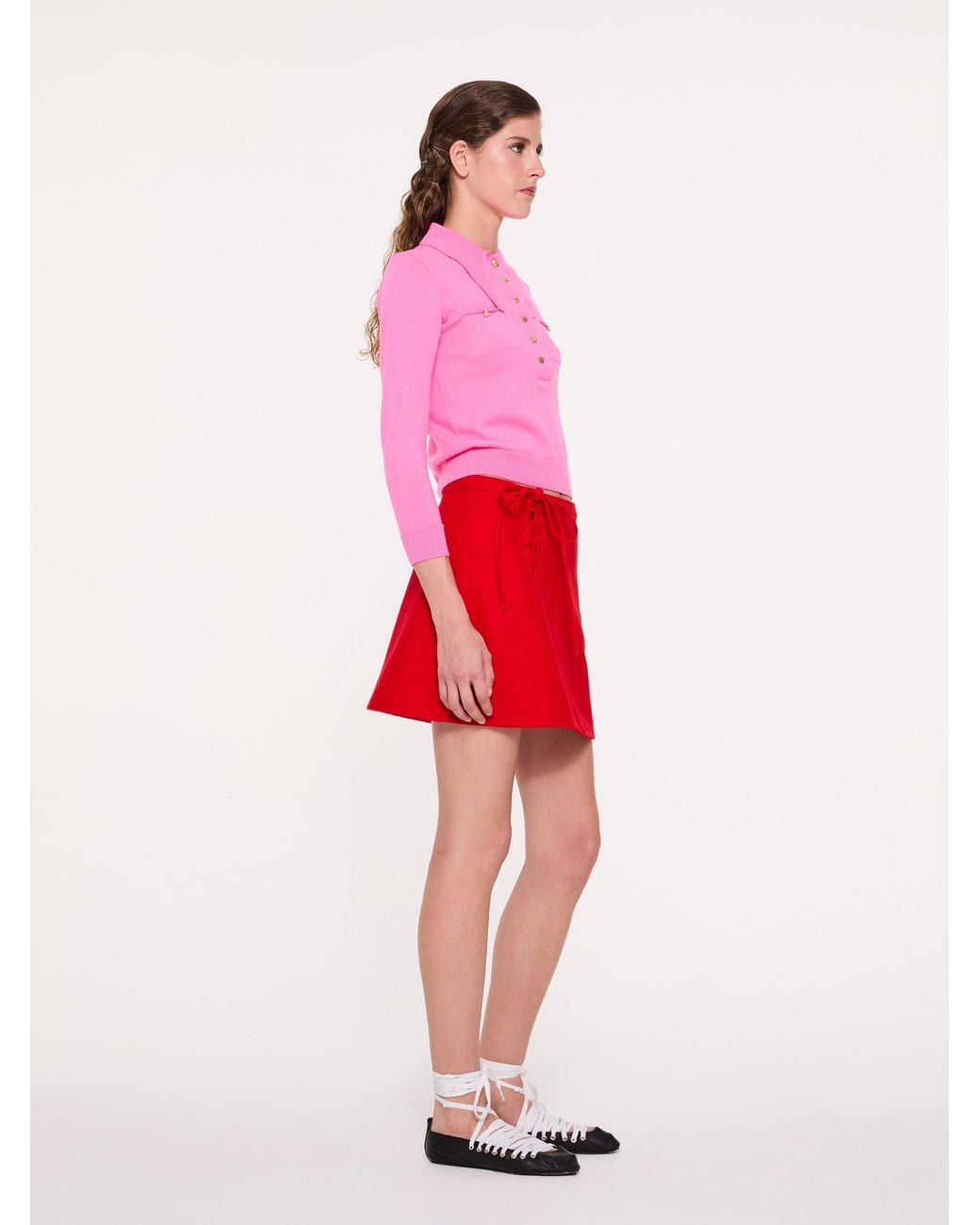 La Fetiche Pink Sammy Fine Weight Polo Top