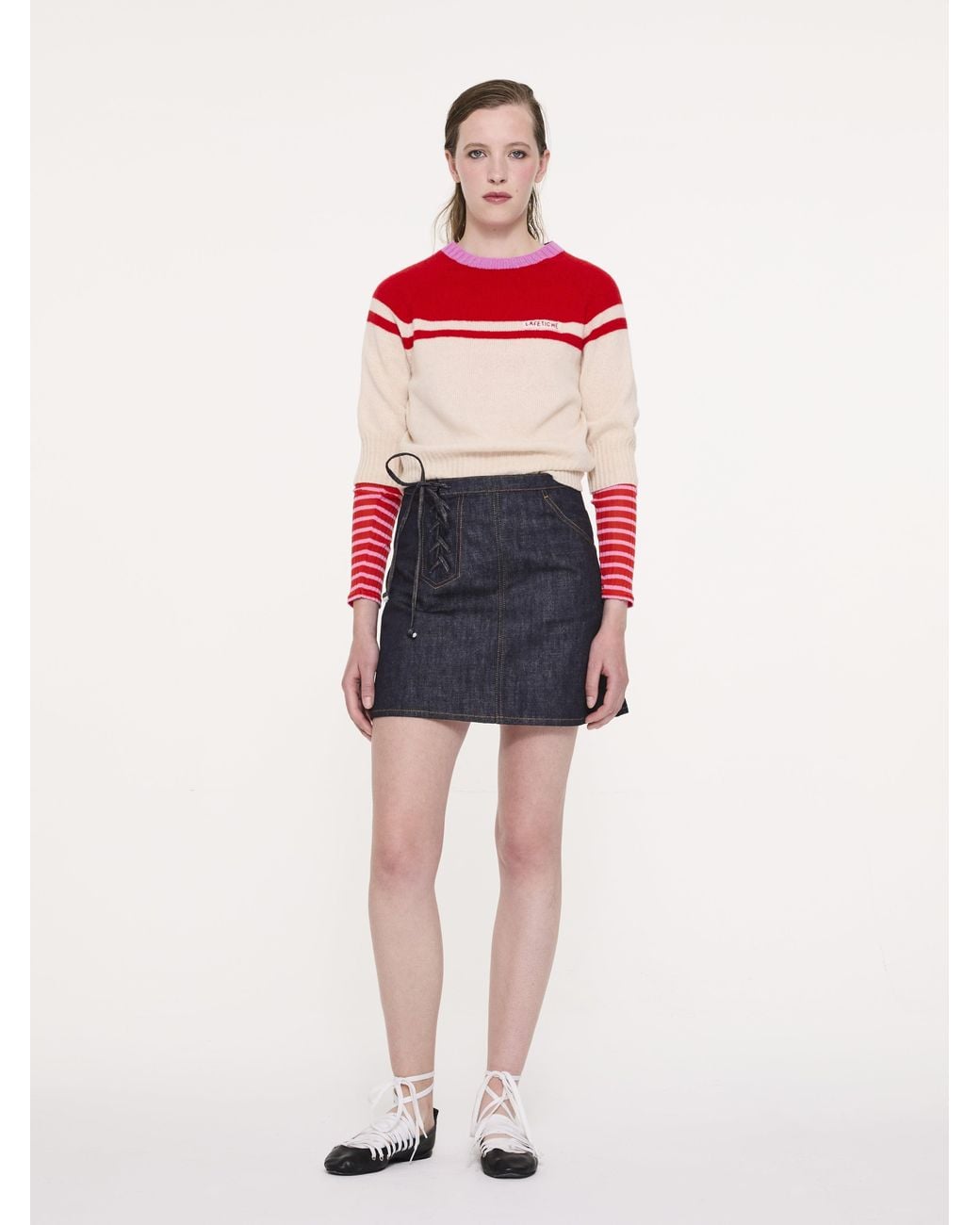 La Fetiche Red Ady 3/4 Sleeve Sweater