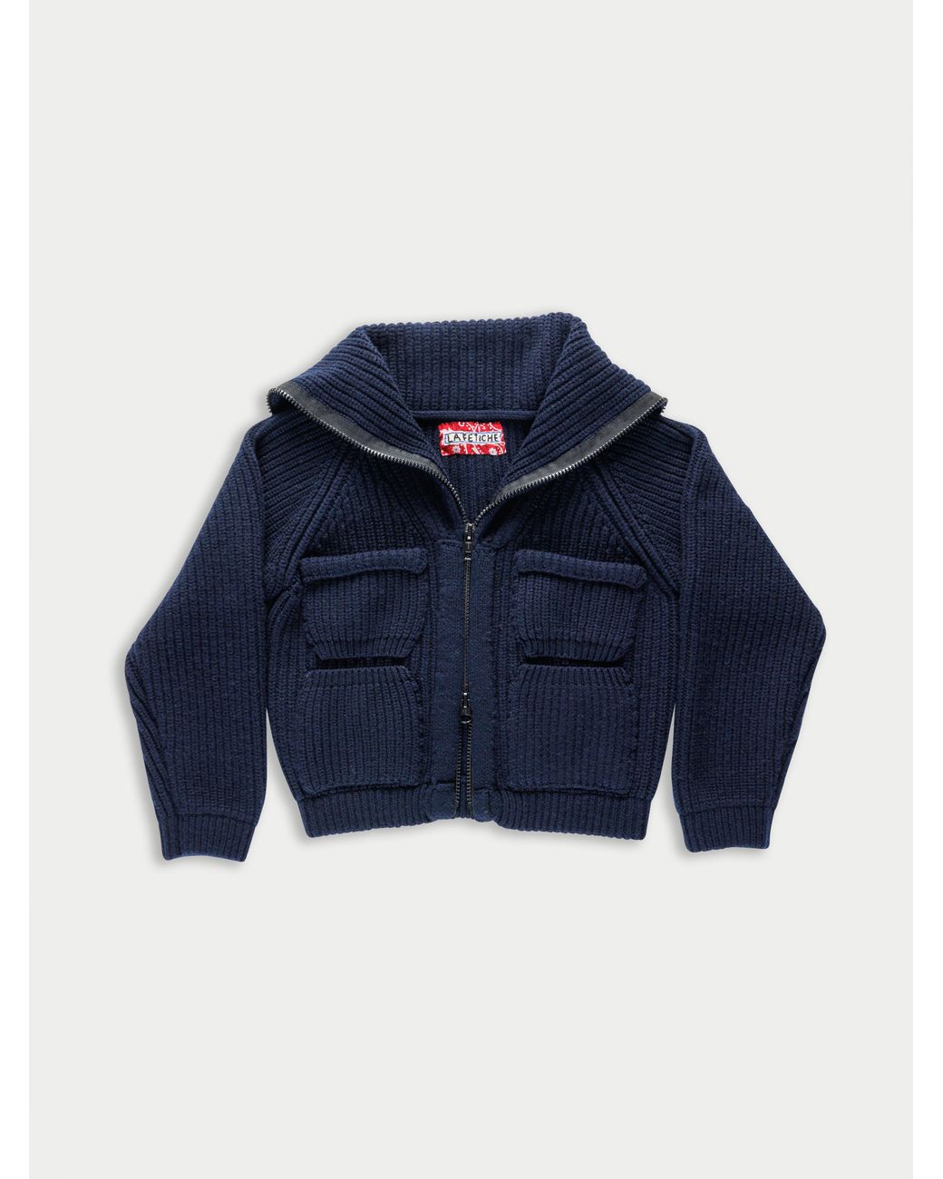 La Fetiche Blue Caxi Chunky Rib Knitted Jacket