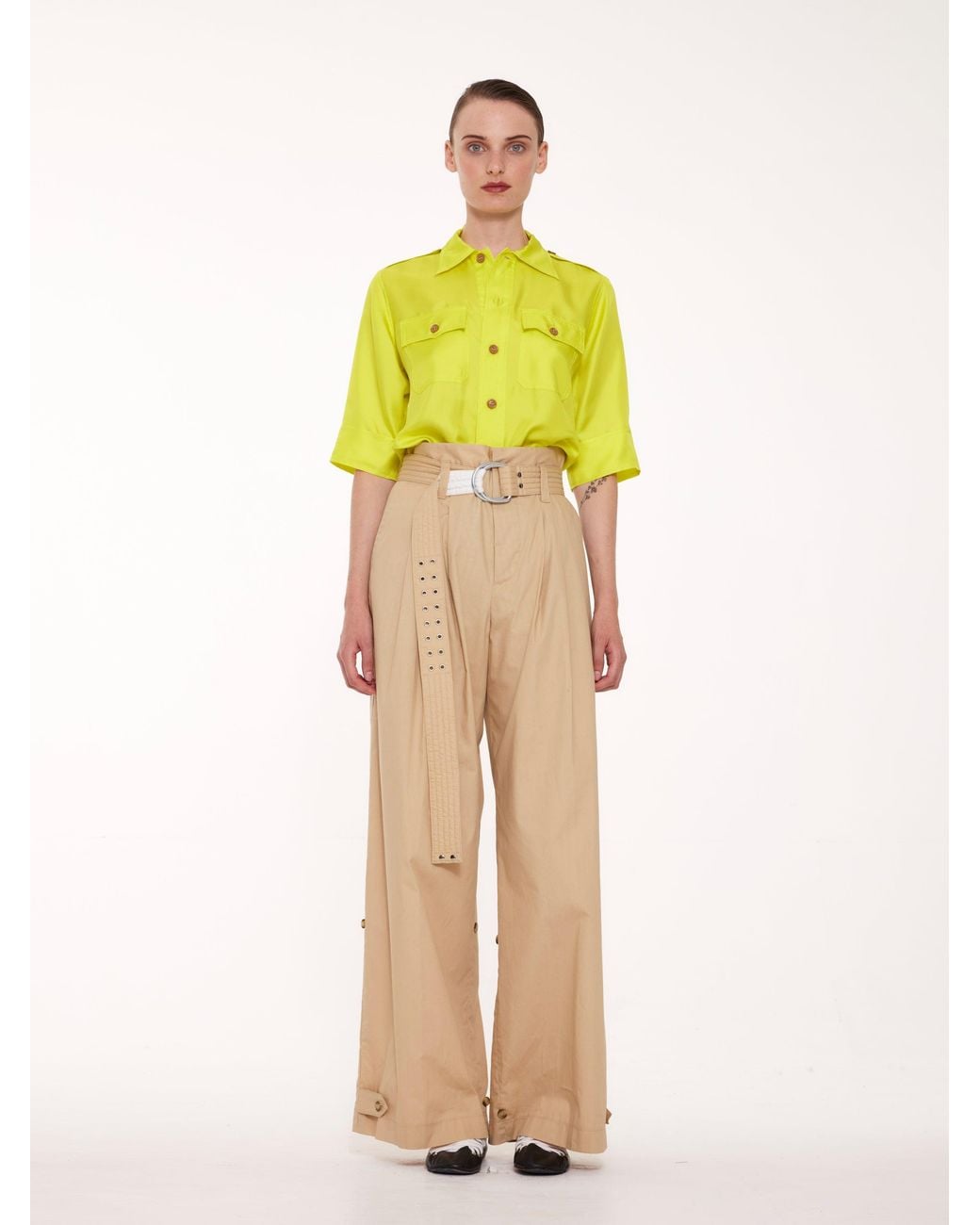 La Fetiche Yellow Alice Silk Utility Shirt