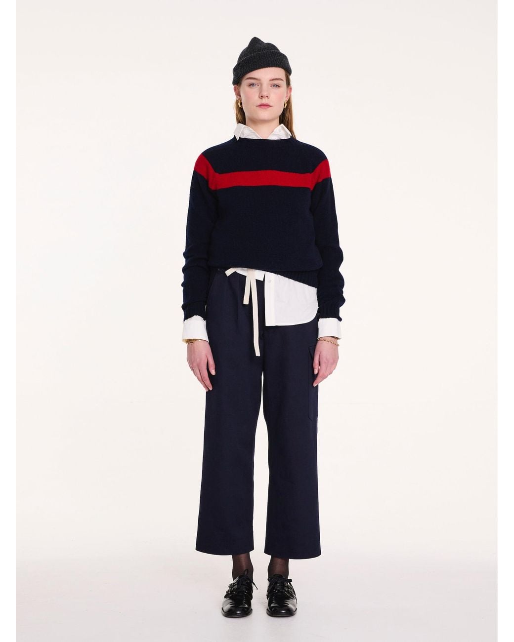 La Fetiche Blue Ossie Traditional Seam Free Sweater With Placed Graphic Yoke Design