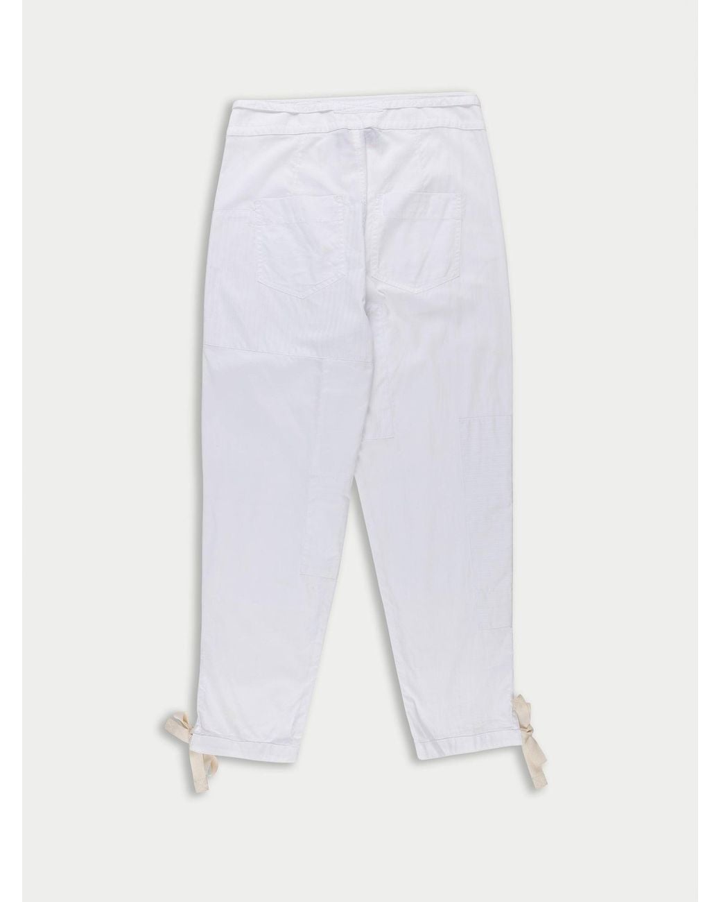 La Fetiche White Robert Cotton Patched Trousers