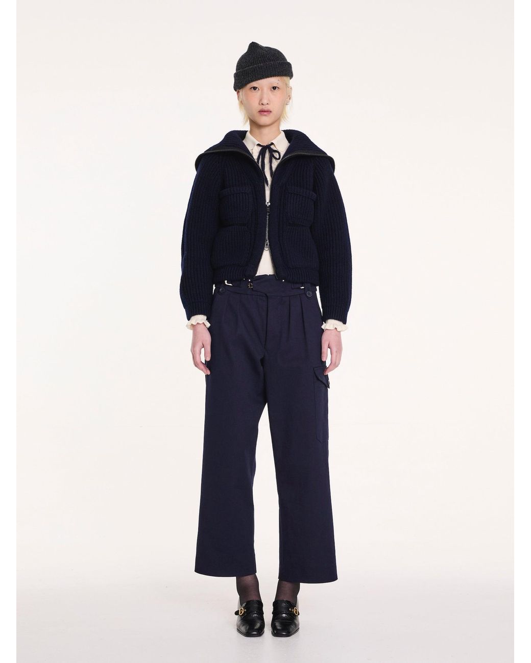 La Fetiche Blue Caxi Chunky Rib Knitted Jacket