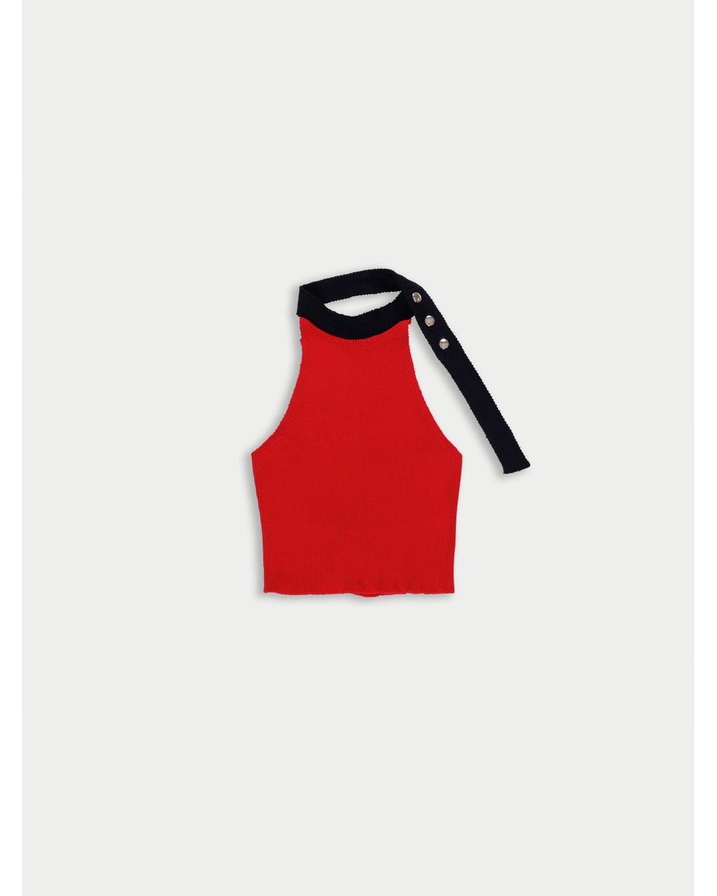 La Fetiche Red Jerry Ribbed Halterneck Top