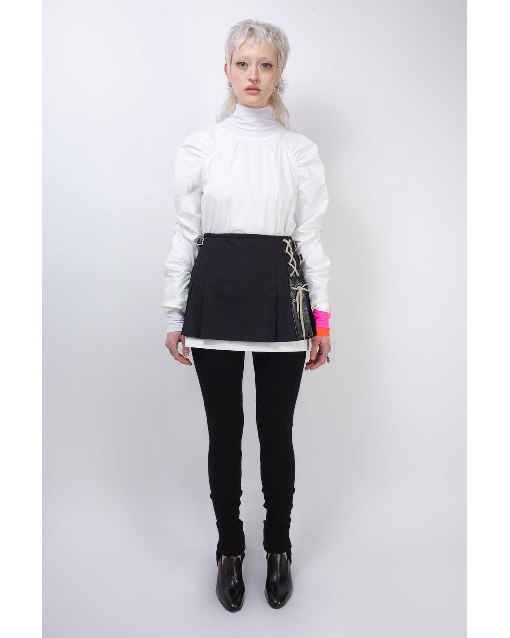 La Fetiche White Pixie Gathered Raglan Sleeve Blouse